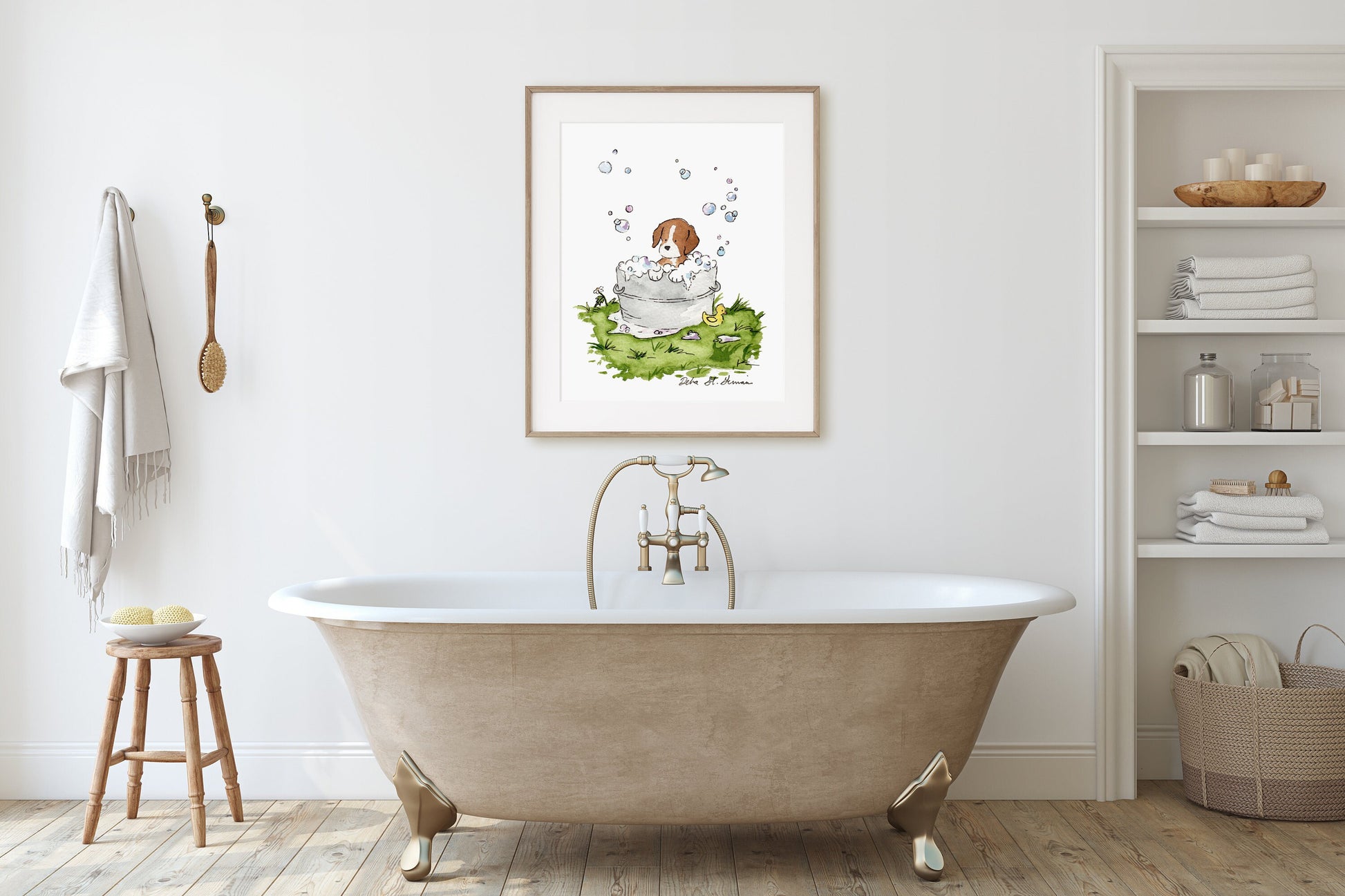 Watercolor Beagle Art Print, Puppy Art for Children