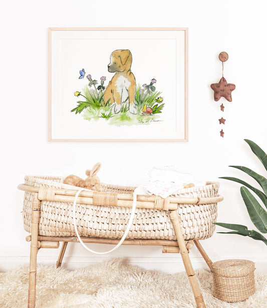 Boxer Puppy Art, Watercolor Print for Dog Lovers
