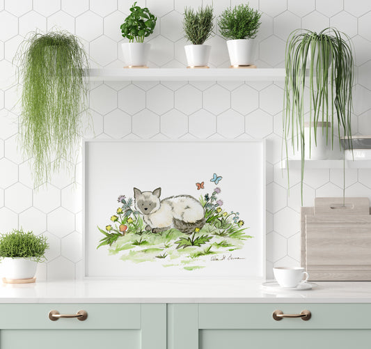 Siamese Cat Print, Kitten Nursery Art, Gift for Cat Lovers