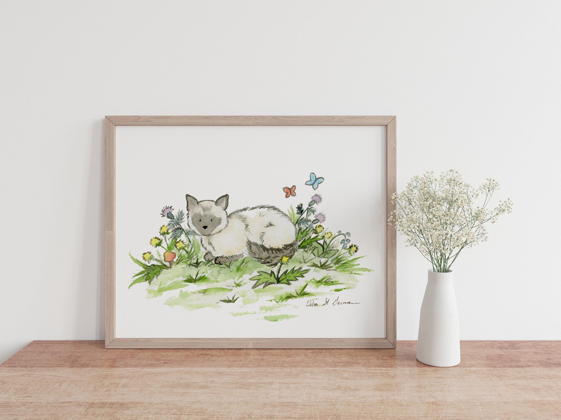Siamese Cat Print, Kitten Nursery Art, Gift for Cat Lovers