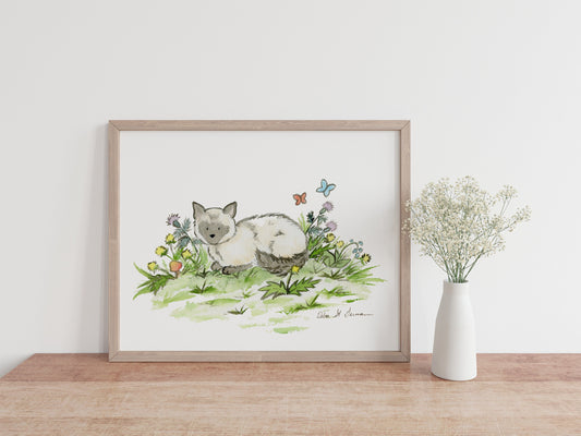 Siamese Cat Print, Kitten Nursery Art, Gift for Cat Lovers