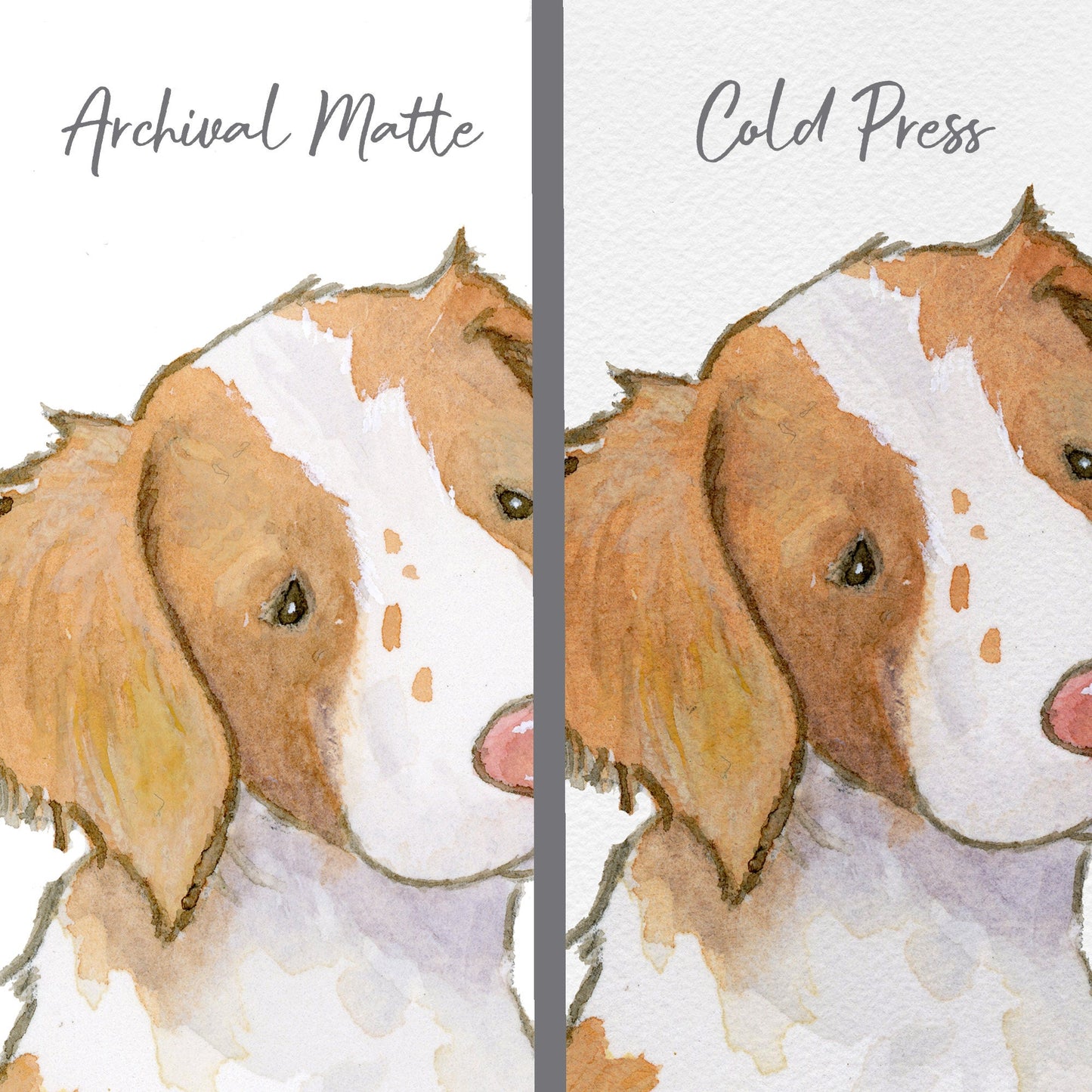 Example of archival matte and cold press paper options.