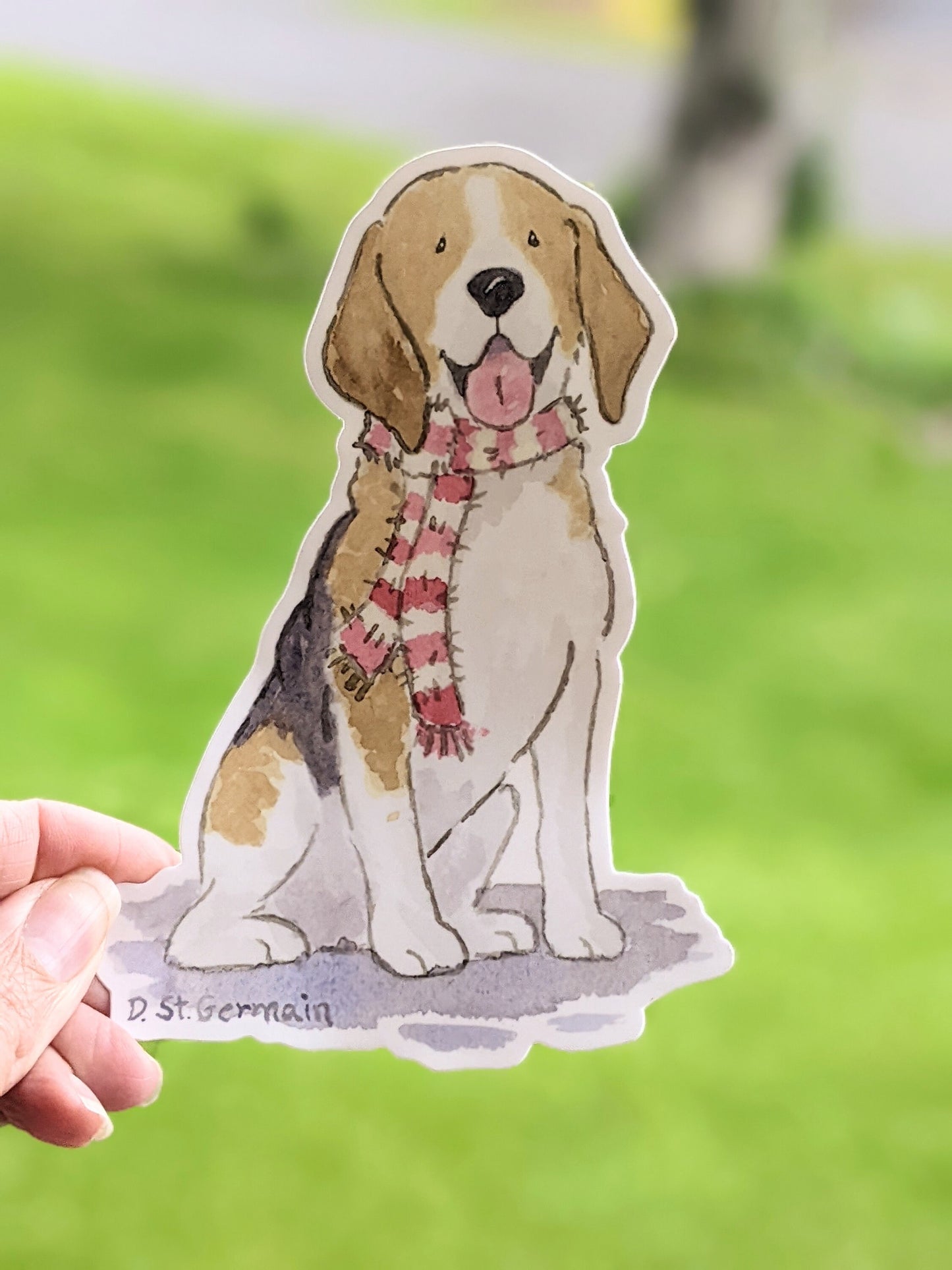 Beagle Vinyl Sticker, Car decal, Beagle Gift, Holiday Beagle, Stocking Stuffer, Laptop Sticker, Water Bottle Sticker, Dog Lover Gift