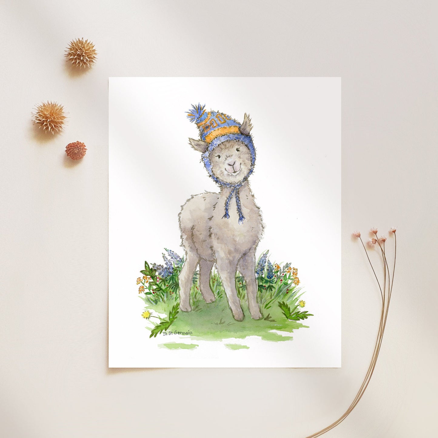 Cute Alpaca Watercolor Art Print