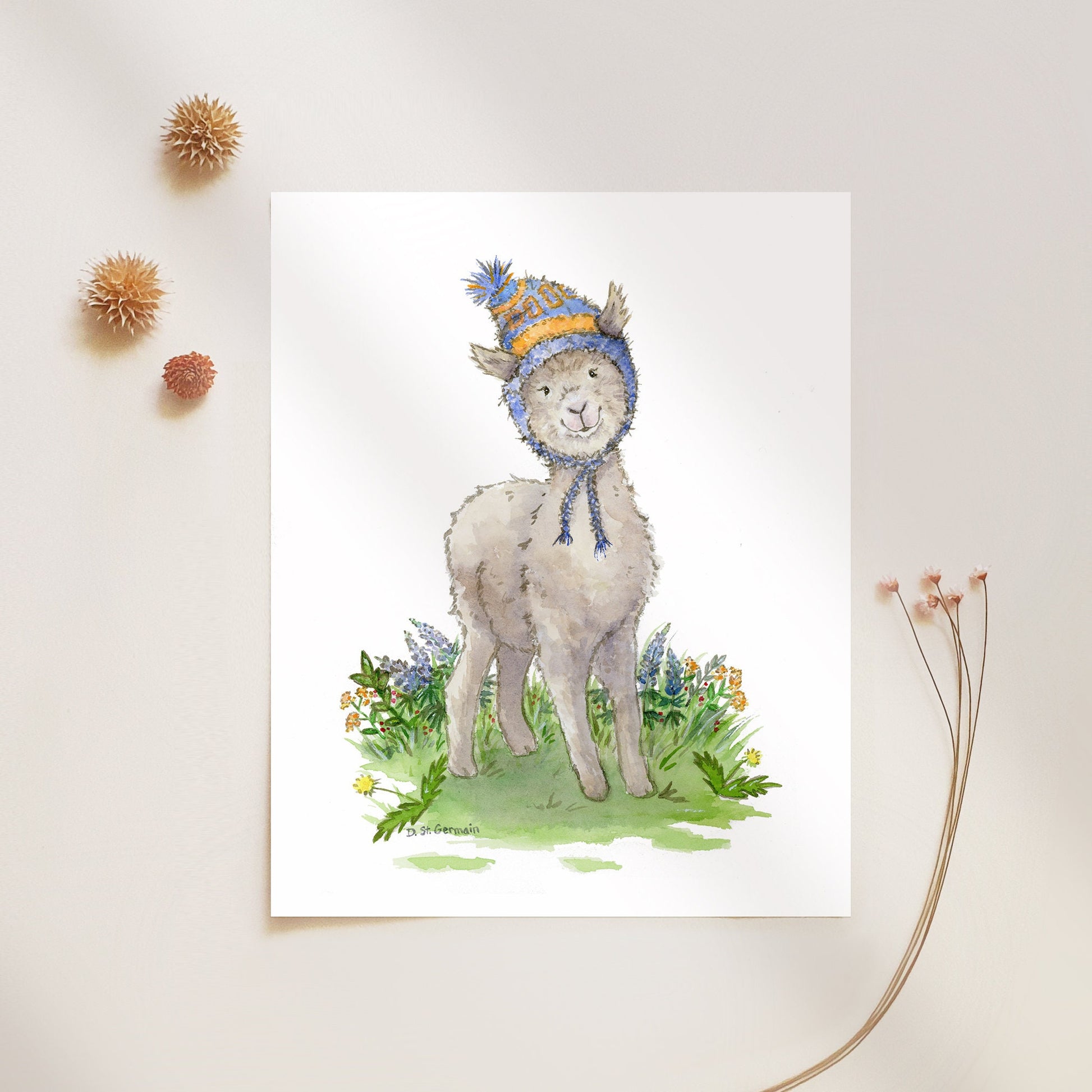Cute Alpaca Watercolor Art Print