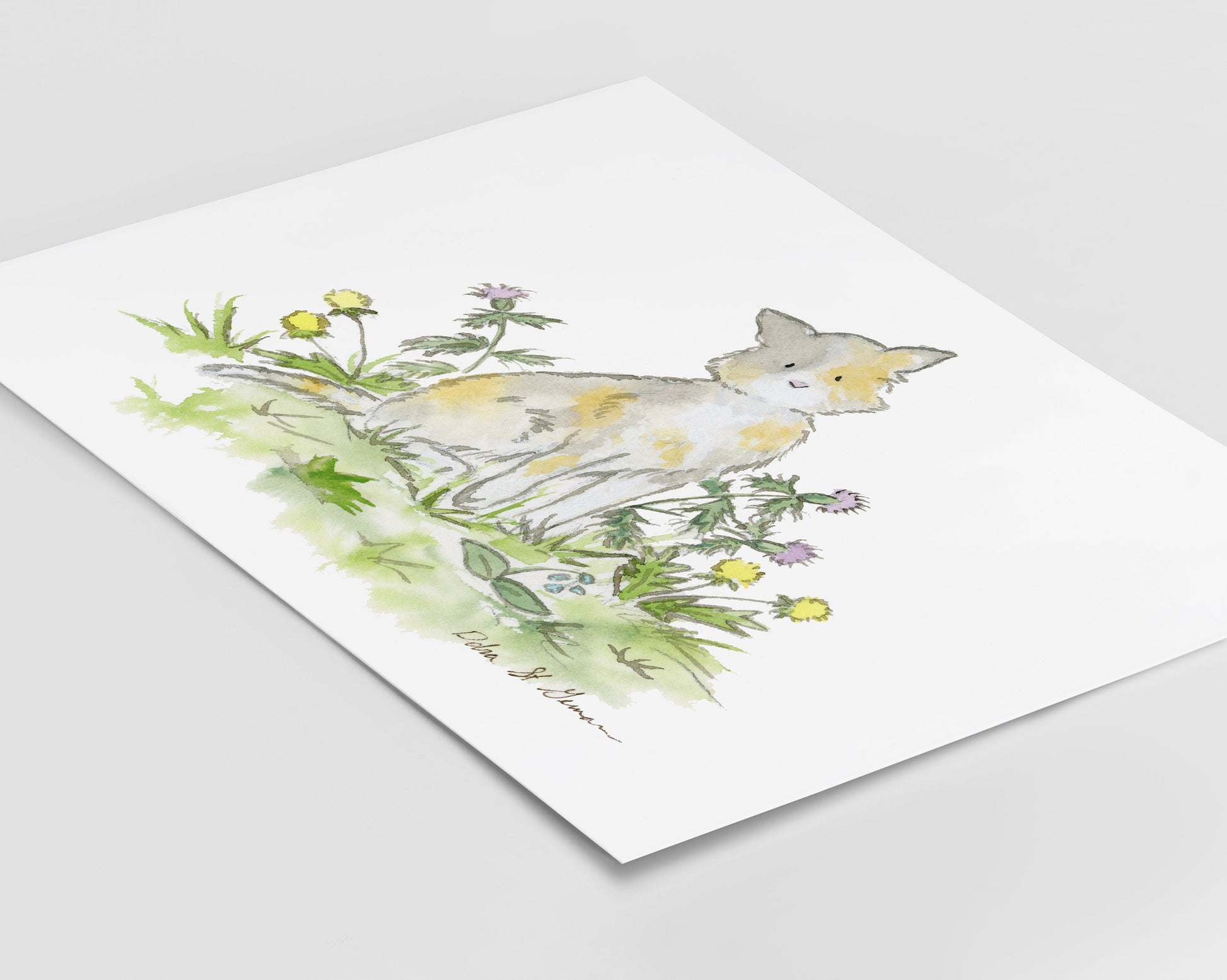 Calico Cat Print, Watercolor Kitten Art, Gift for Cat Lovers, Cat Nursery Art