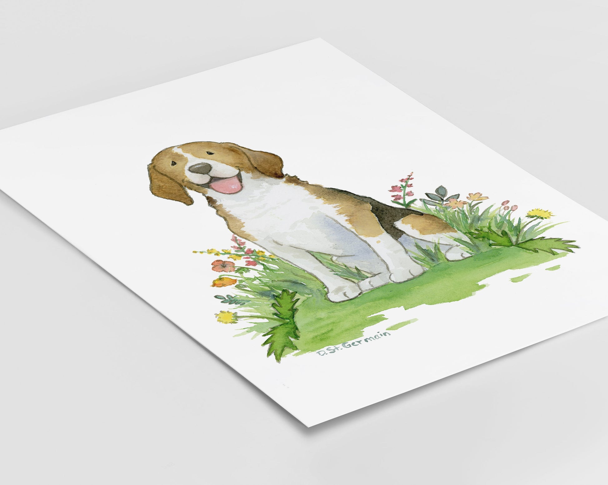 Happy Beagle Watercolor Art Print, Gift for Beagle Lovers