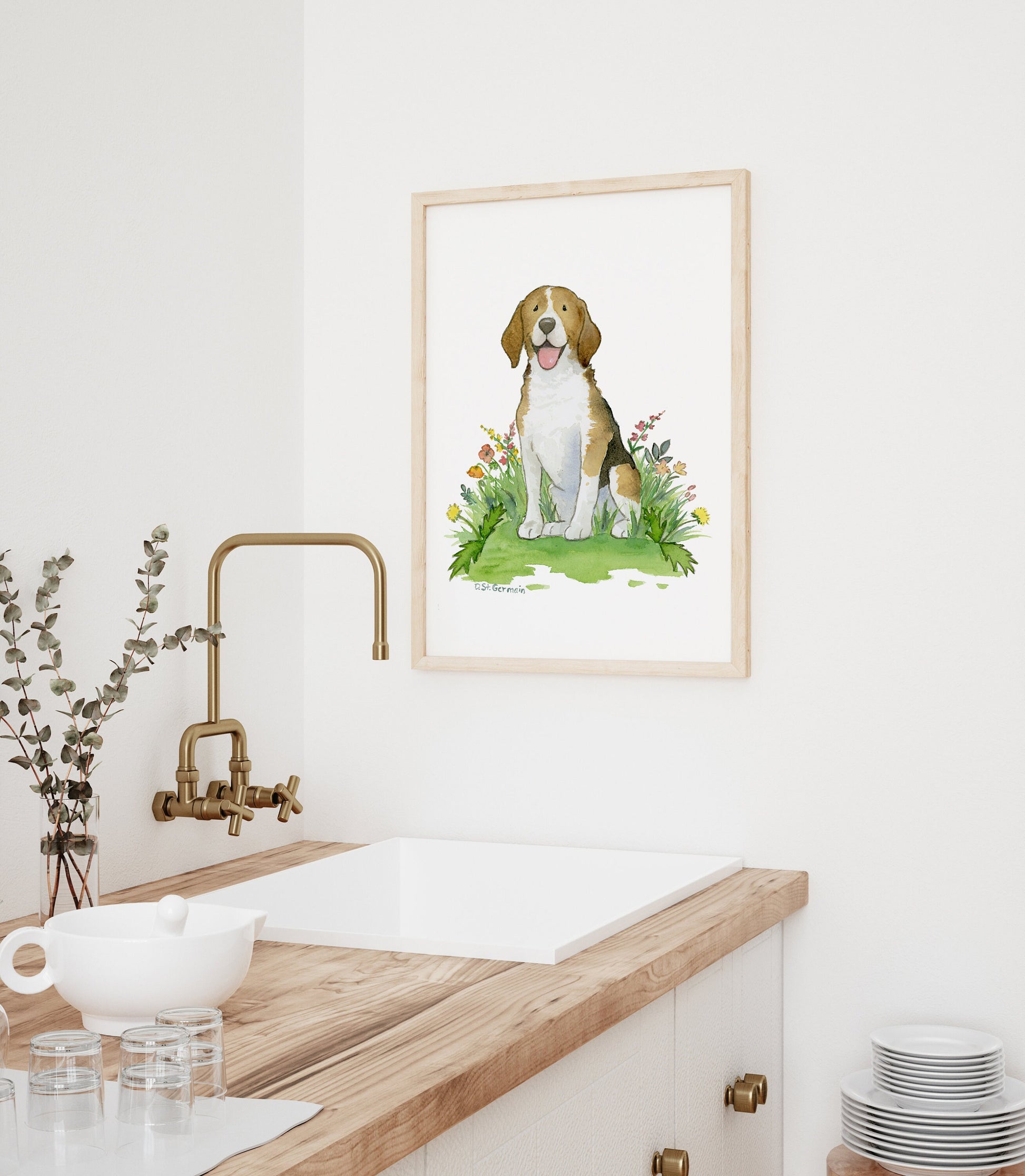 Happy Beagle Watercolor Art Print, Gift for Beagle Lovers