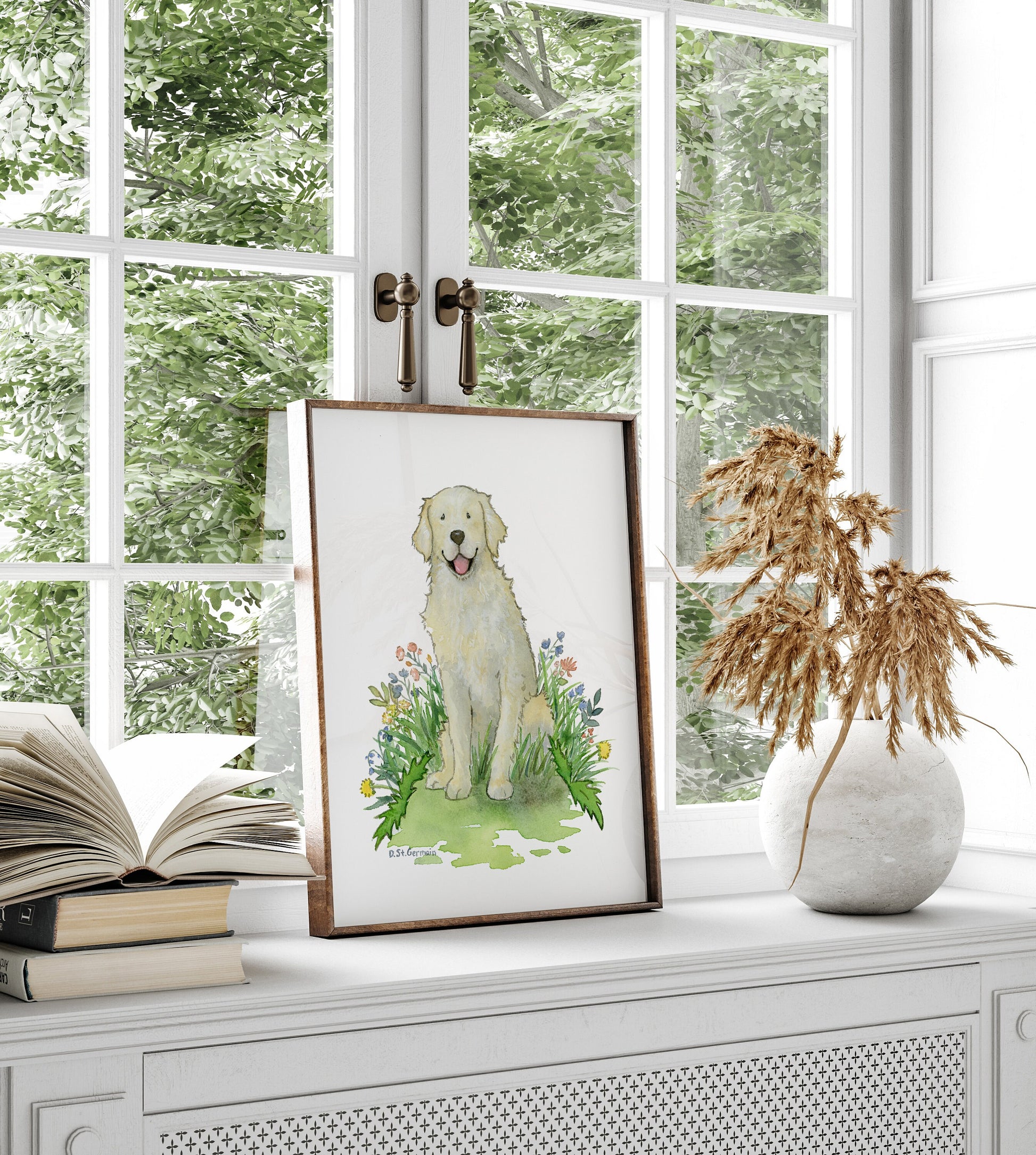 Cream Golden Retriever Art Print, Gift for Dog Lovers