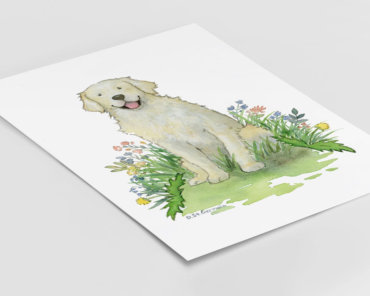 Cream Golden Retriever Art Print, Gift for Dog Lovers