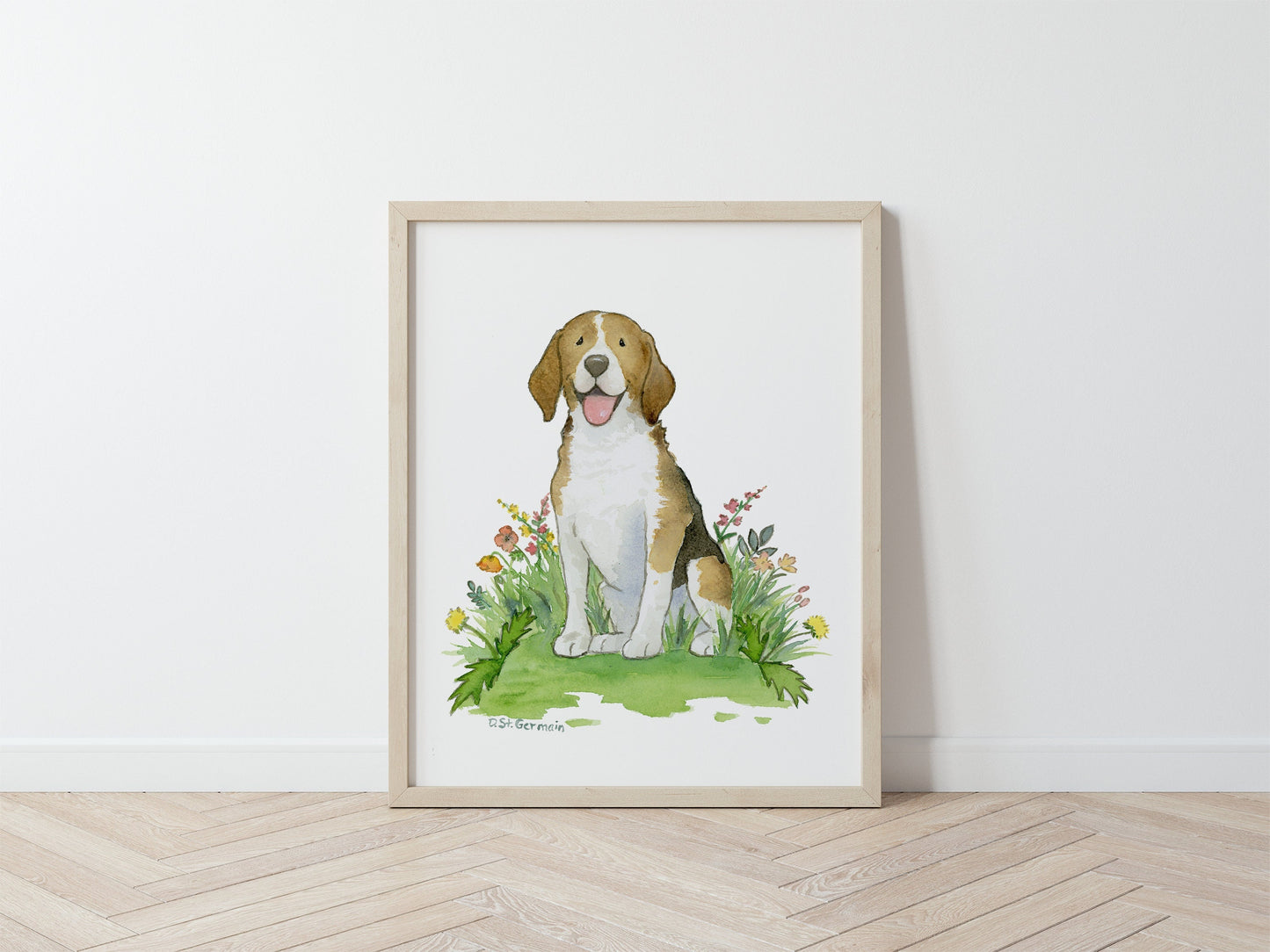 Happy Beagle Watercolor Art Print, Gift for Beagle Lovers