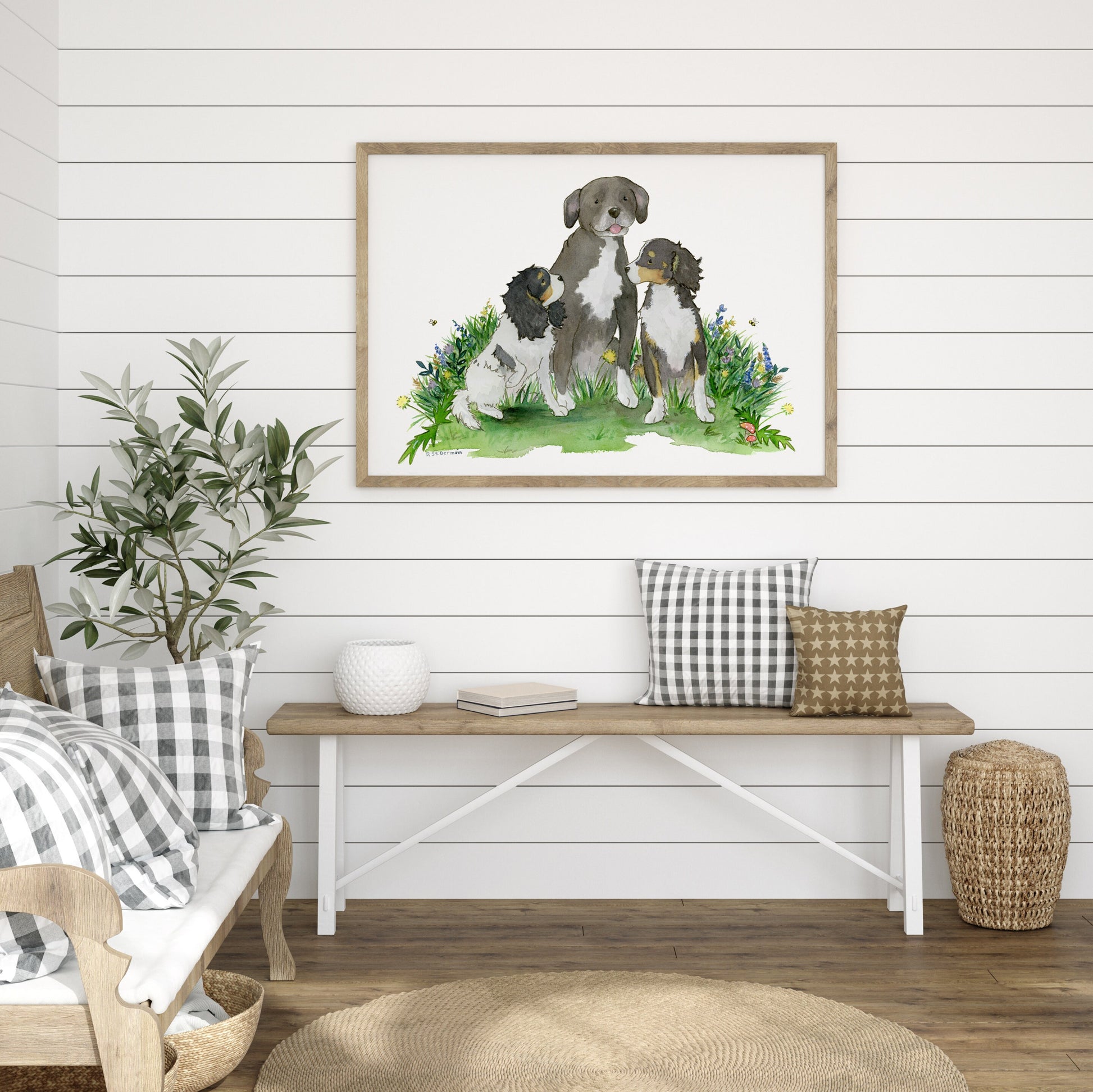 Watercolor Dog Art Print, Cavalier and Lab Mixes