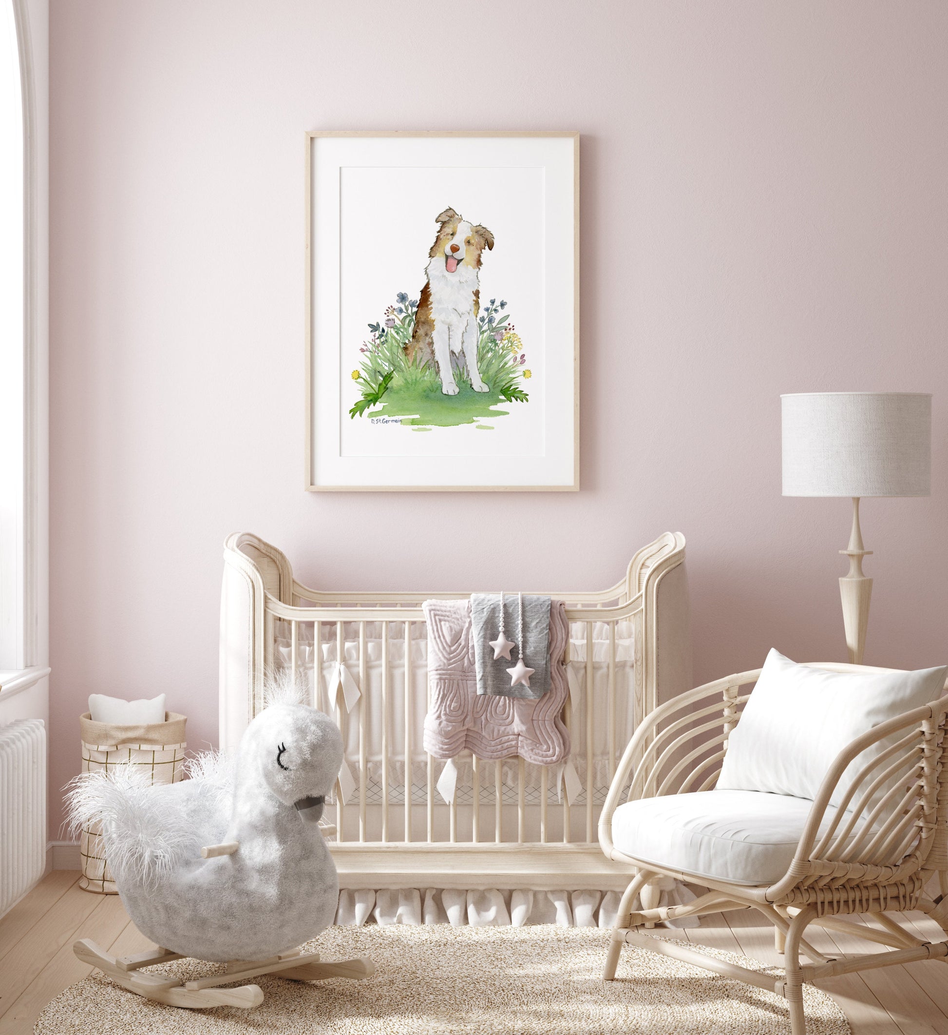 Red Merle Australian Shepherd Watercolor Art Print