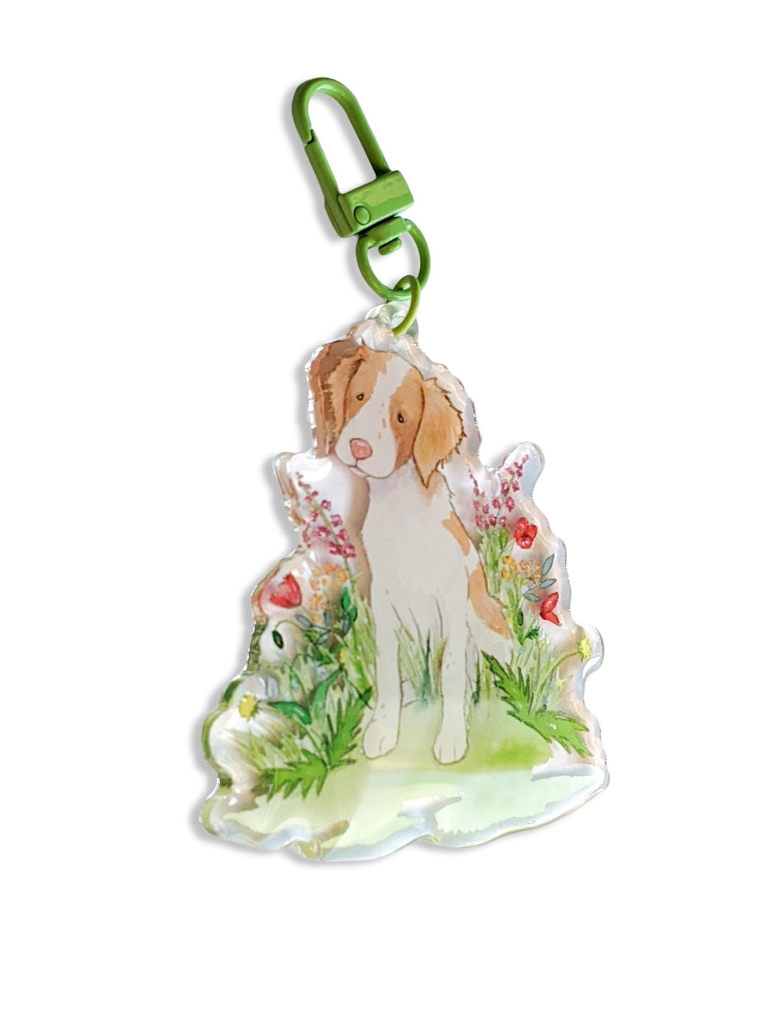 brittany spaniel acrylic keychain