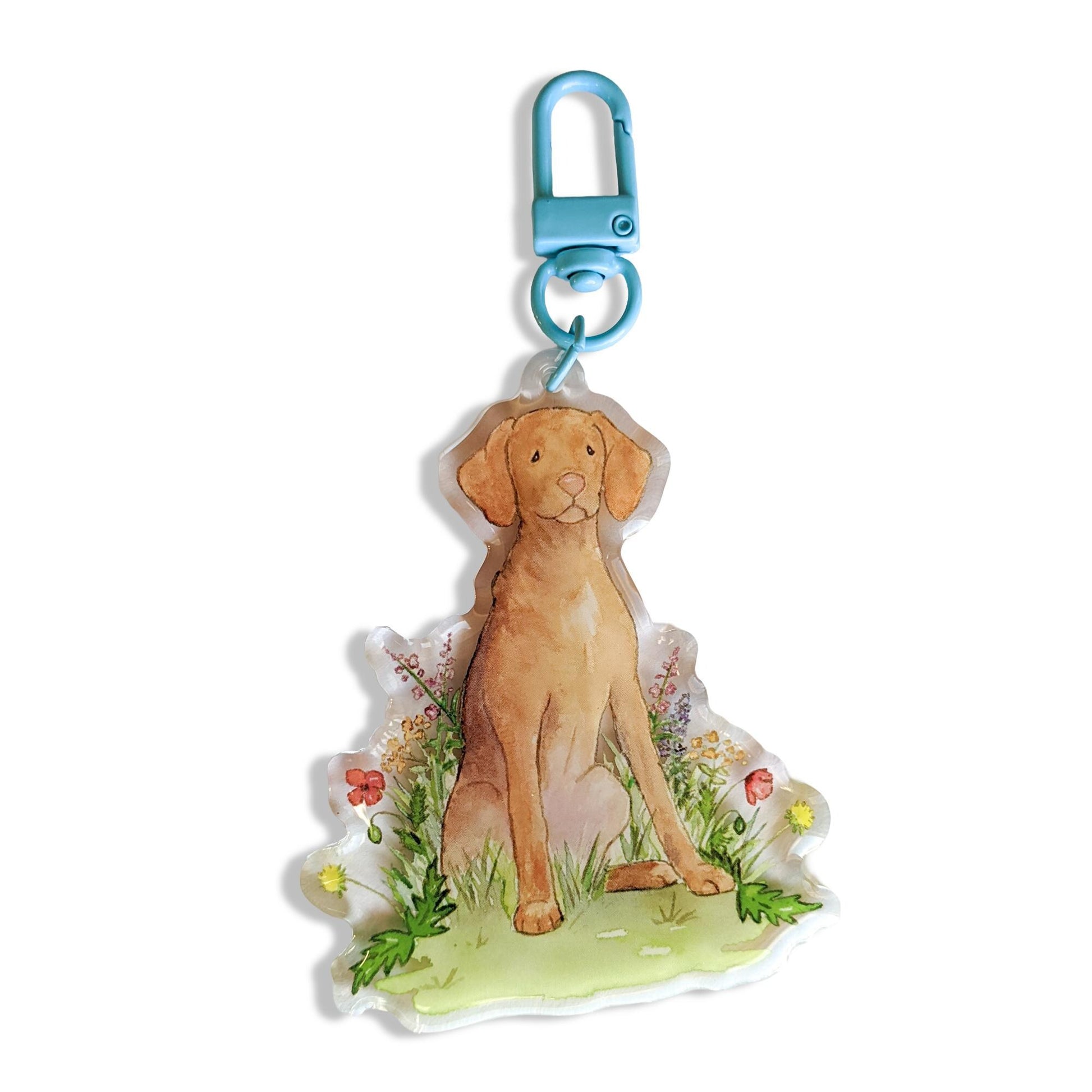acrylic vizsla with flowers keychain