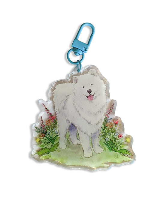 acrylic samoyed keychain jasper and ruby