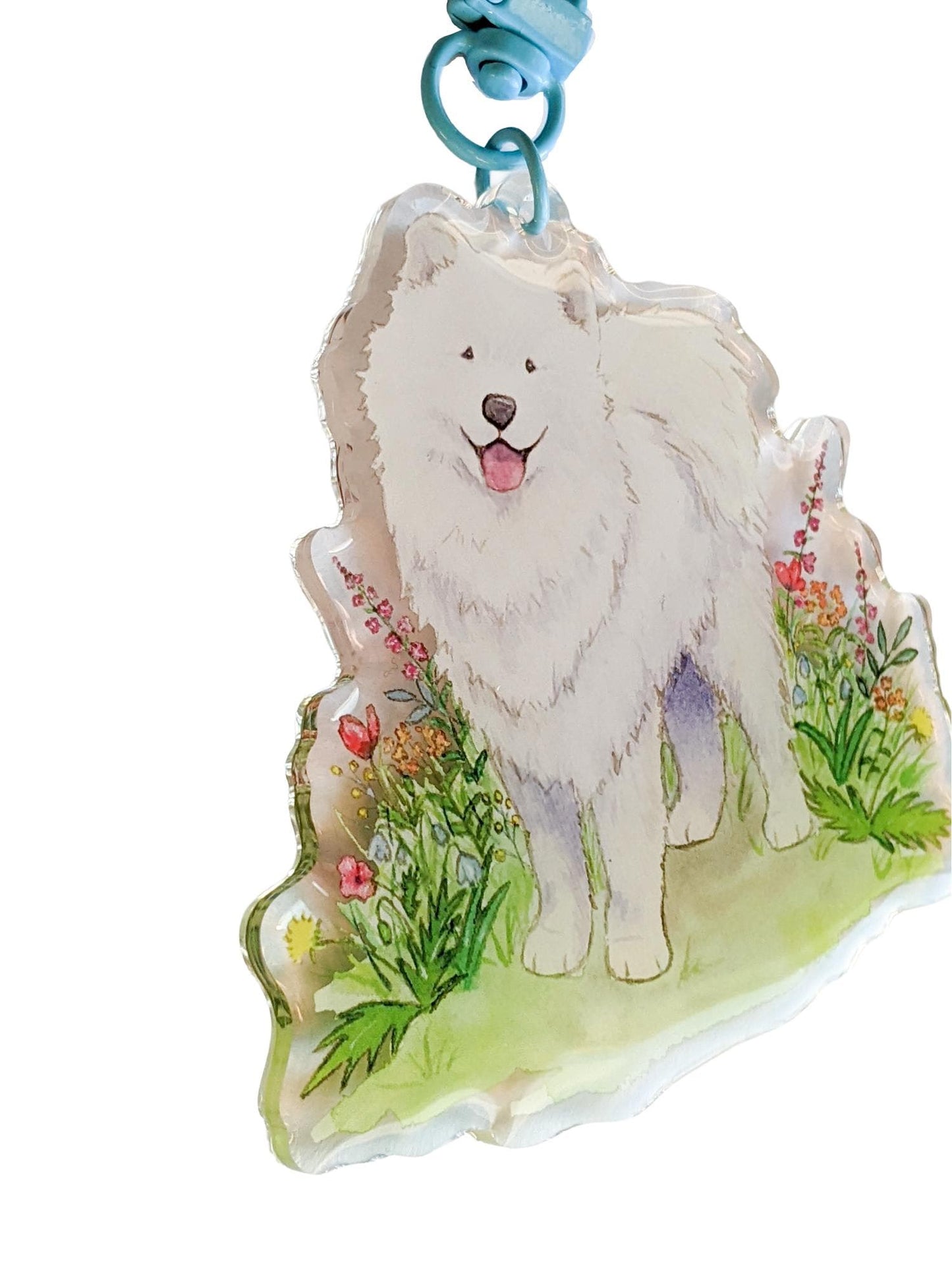 acrylic samoyed keychain jasper and ruby