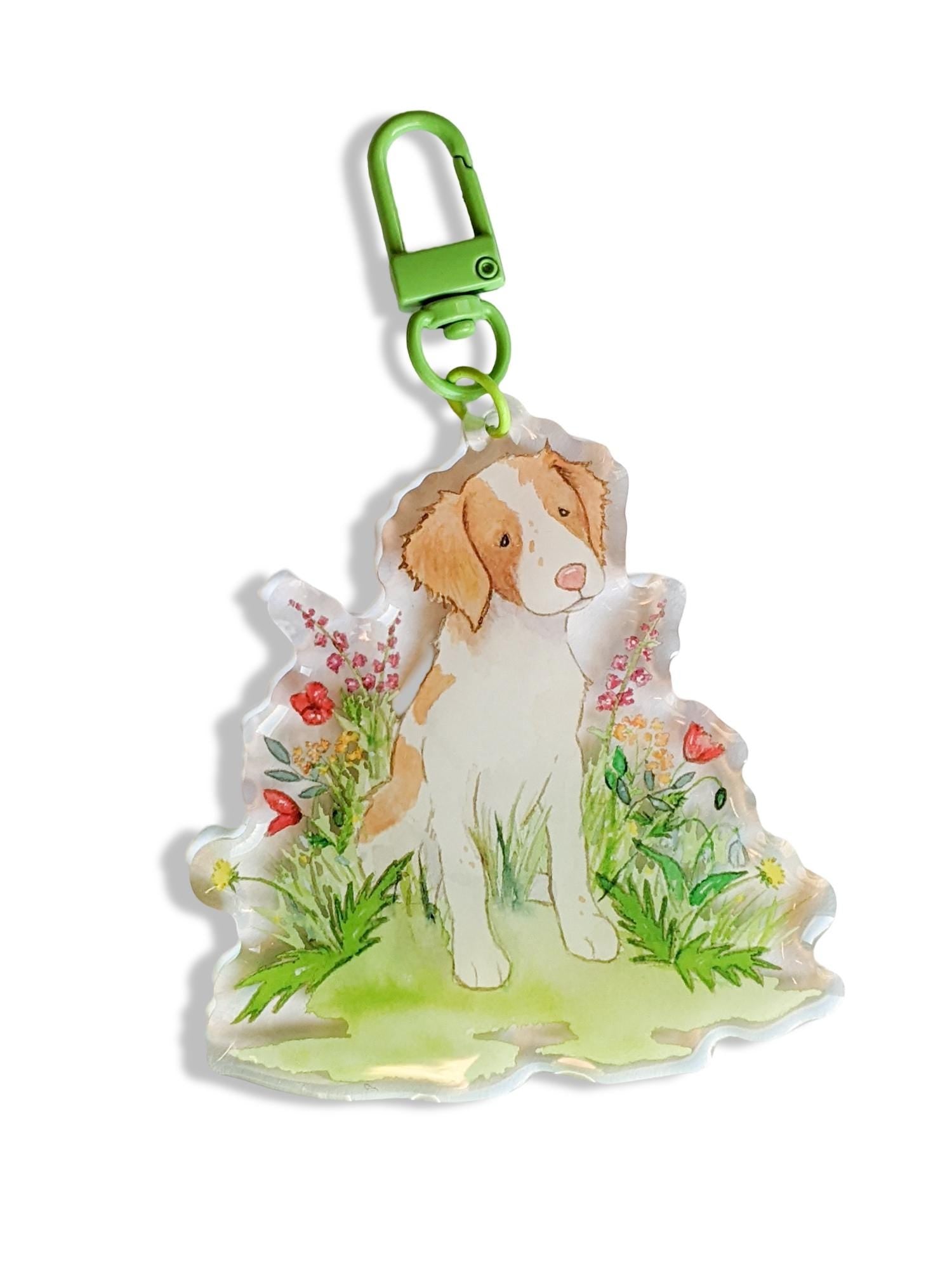 brittany spaniel acrylic keychain