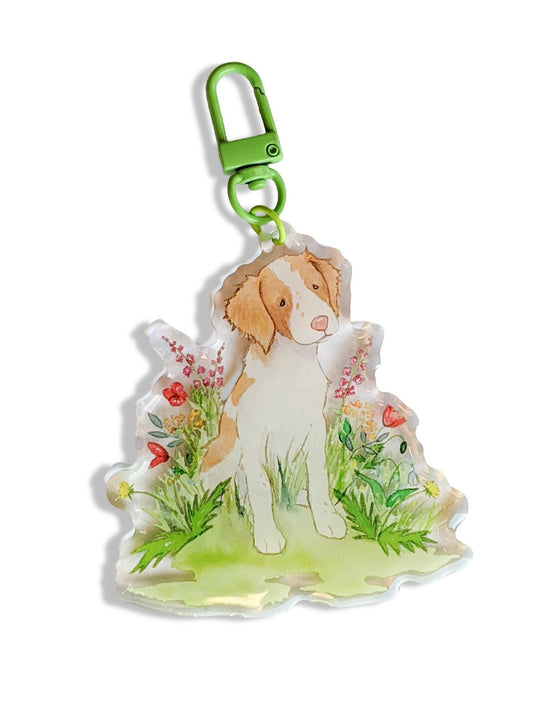 brittany spaniel acrylic keychain
