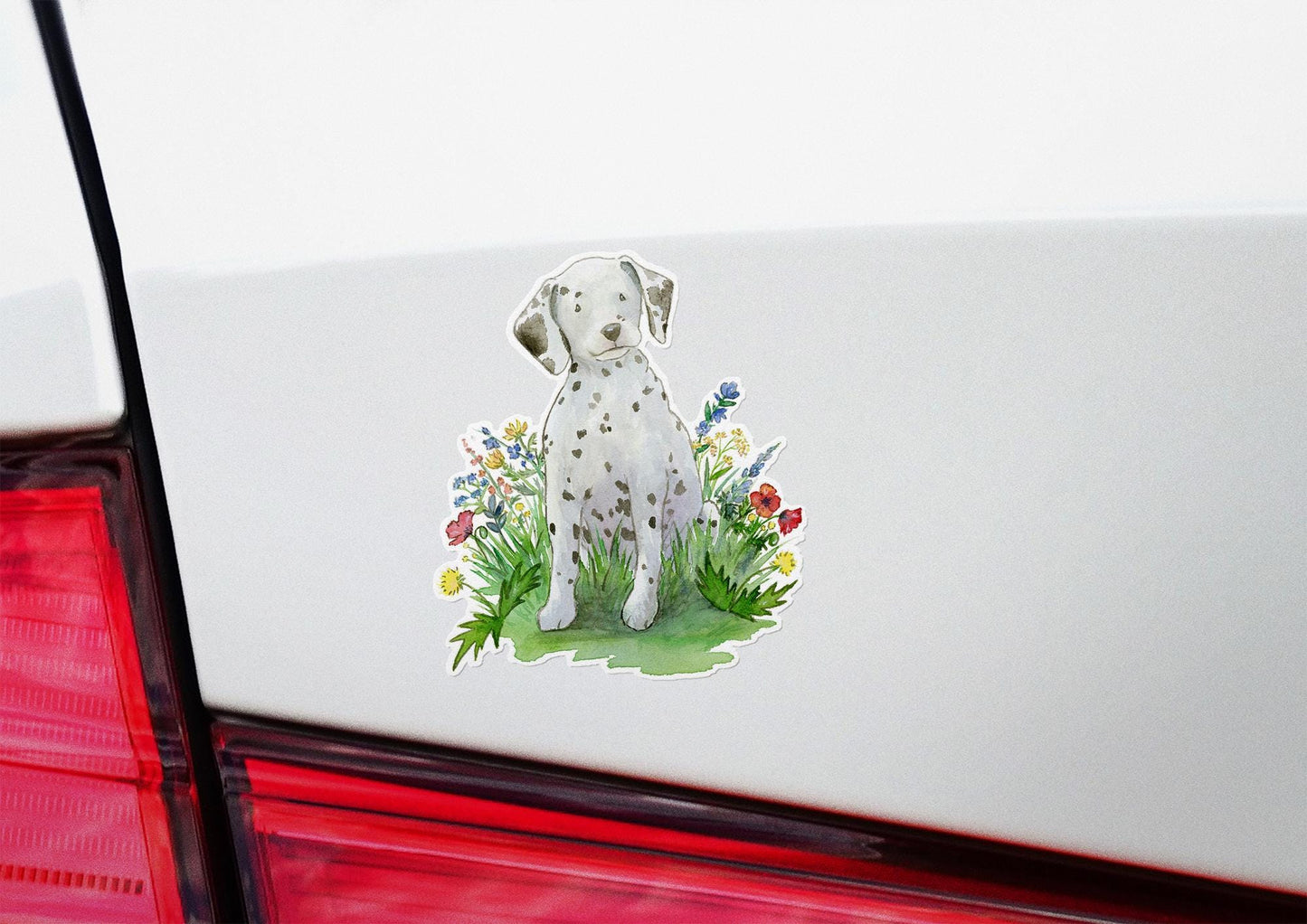 Dalmatian puppy with flowers sticker