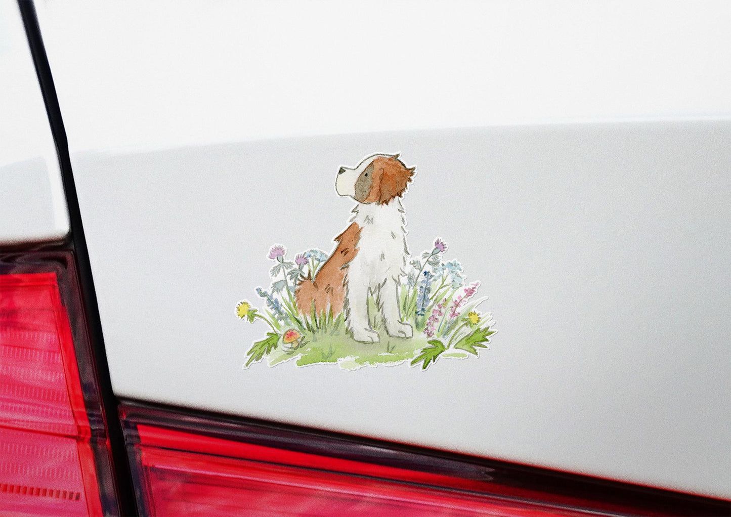 St. Bernard with flowers sticker