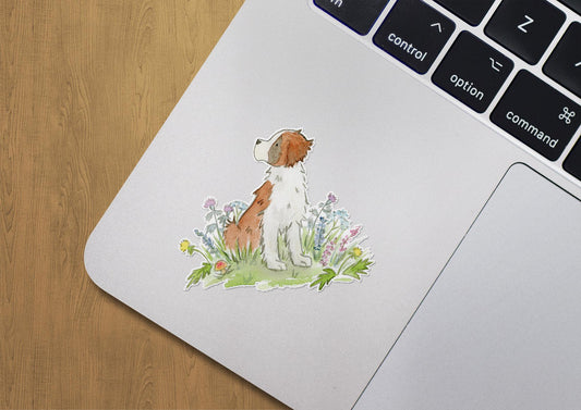 St. Bernard with flowers sticker