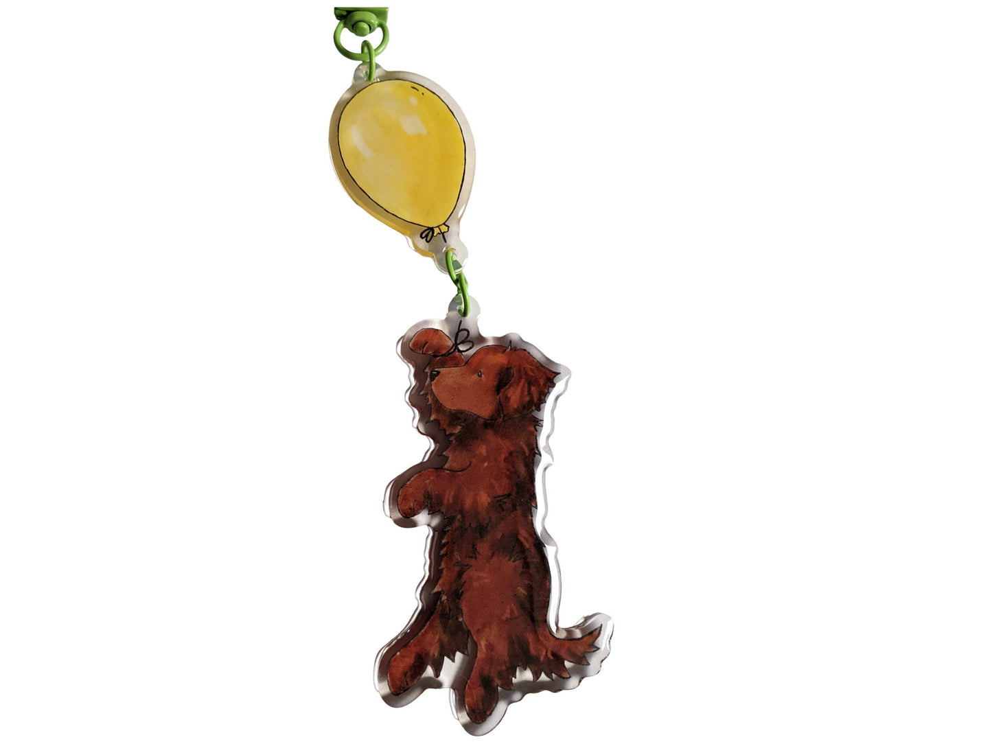 Acrylic Golden Retriever Keychain, Golden with Balloon, Gift for Golden Lover, Retriever Gift, Golden Mom, Dog Lover Gift