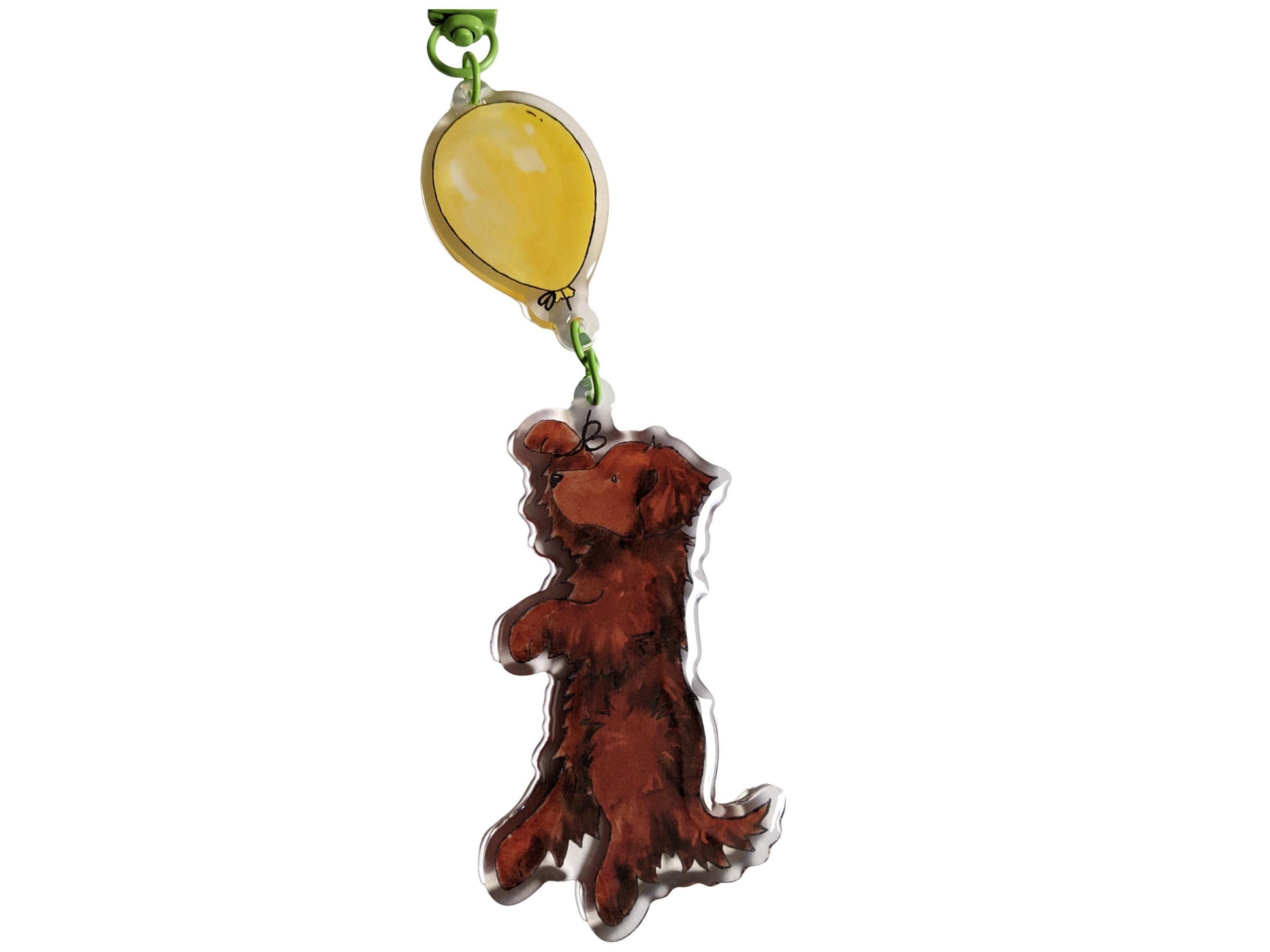 Acrylic Golden Retriever Keychain, Golden with Balloon, Gift for Golden Lover, Retriever Gift, Golden Mom, Dog Lover Gift