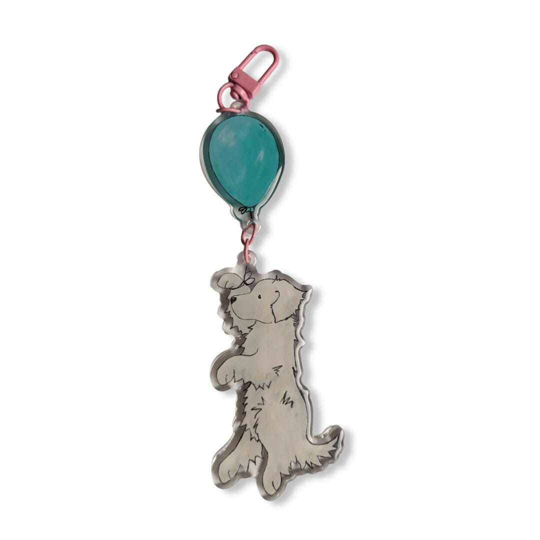 Acrylic Golden Retriever Keychain, Golden with Balloon, Gift for Golden Lover, Retriever Gift, Golden Mom, Dog Lover Gift
