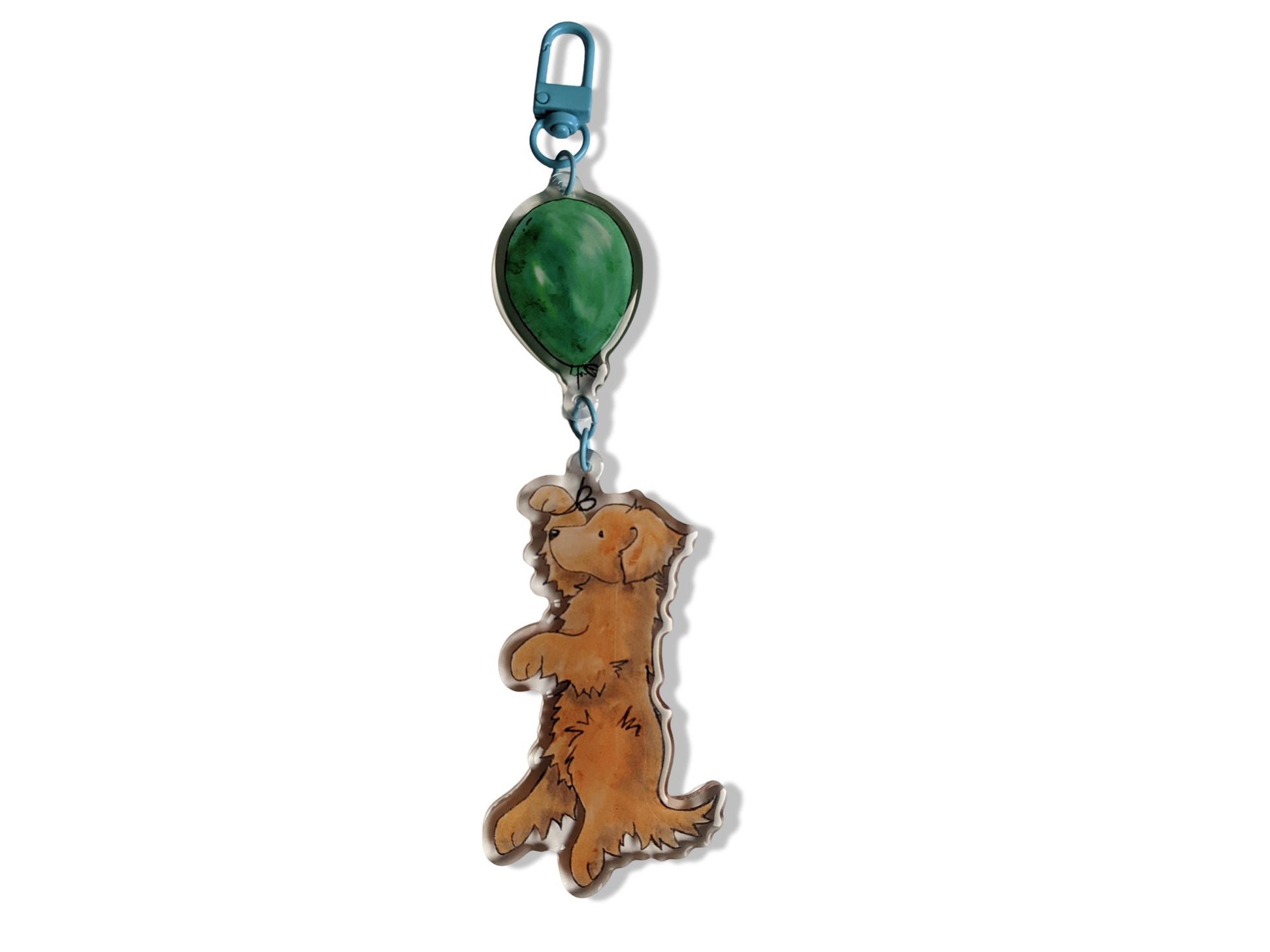 Acrylic Golden Retriever Keychain, Golden with Balloon, Gift for Golden Lover, Retriever Gift, Golden Mom, Dog Lover Gift