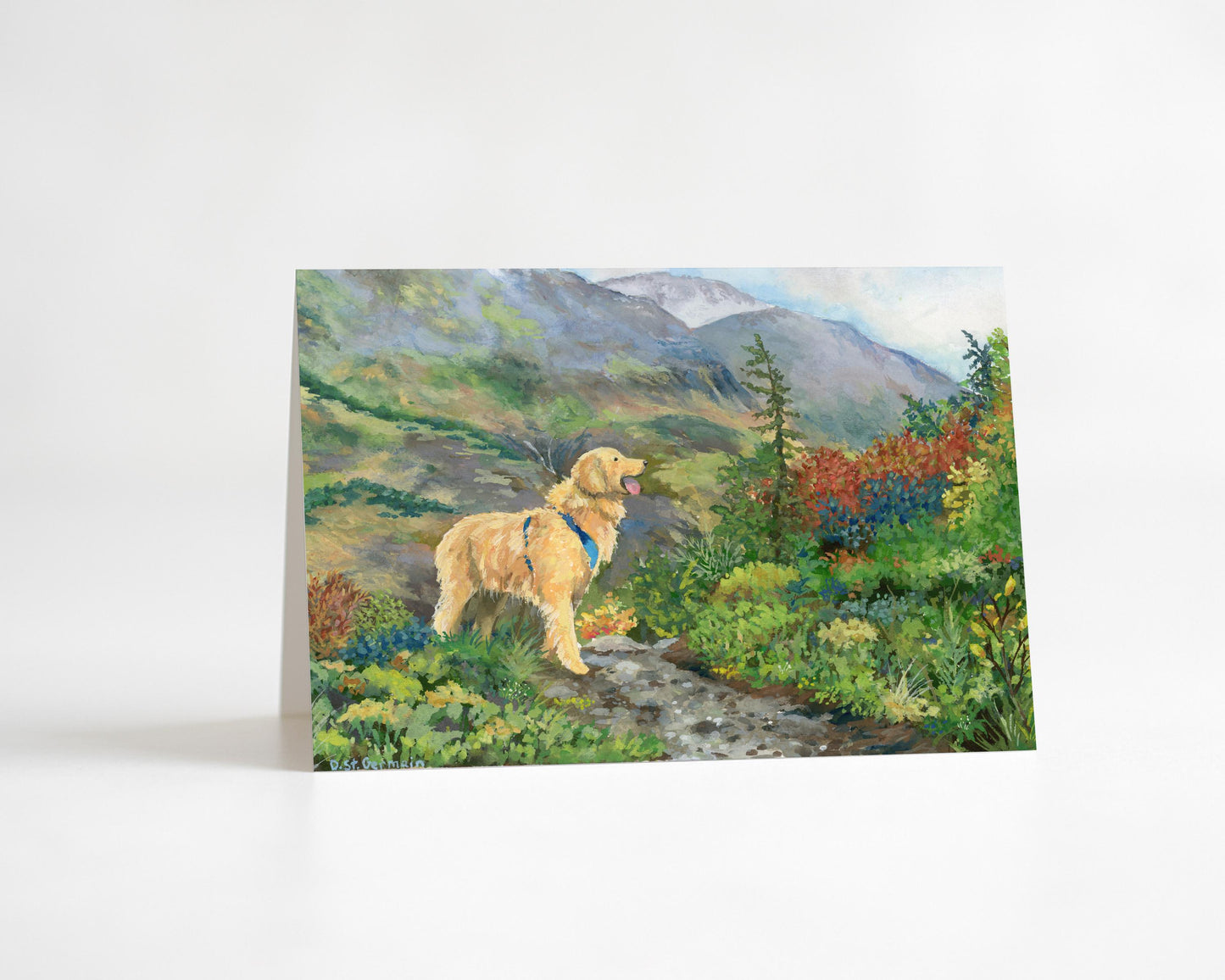 Set of Alaskan Mountain Greeting Cards, Fall Hike with a Golden Retriever, Gift for Dog Lover
