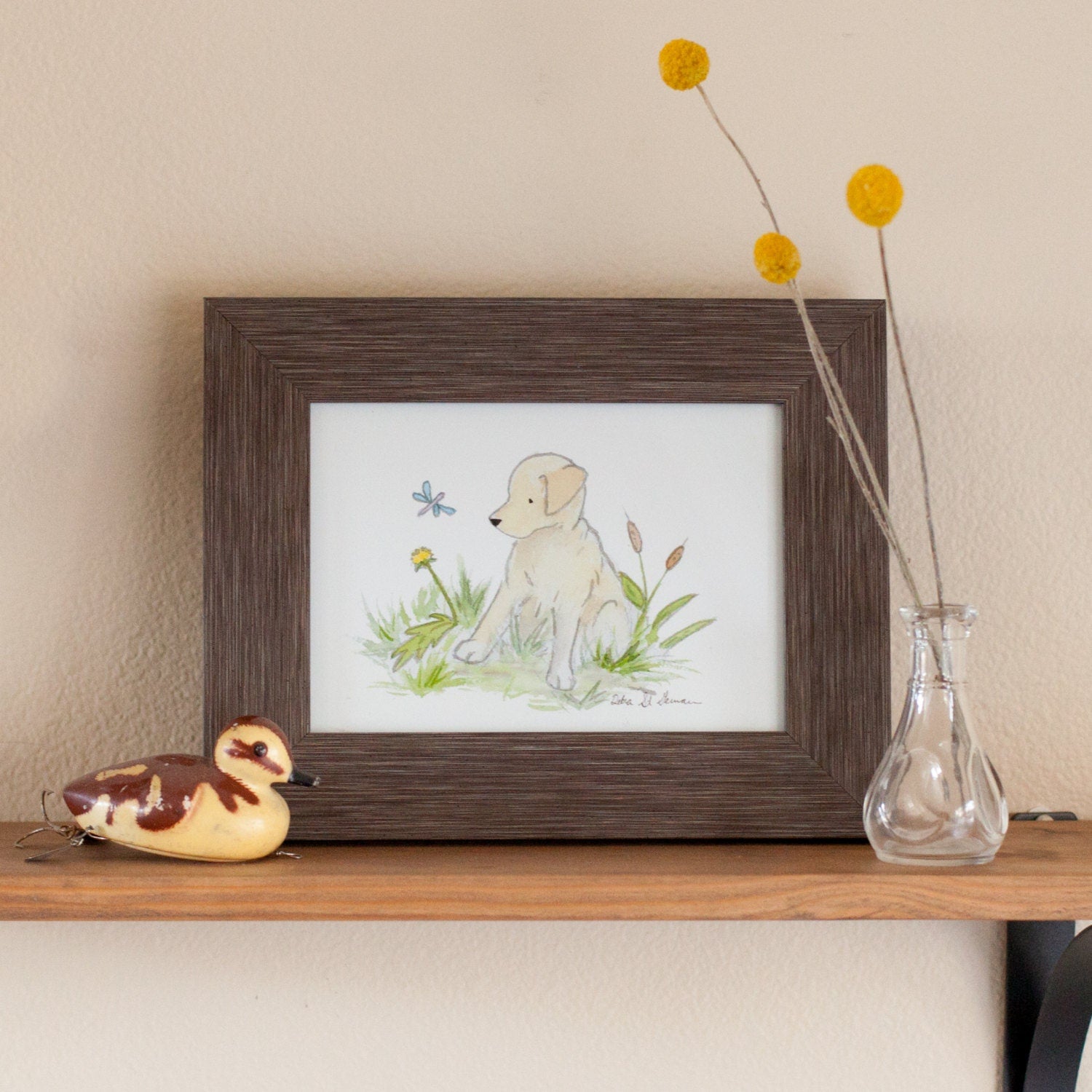 Yellow Labrador Retriever Watercolor Nursery Art Print