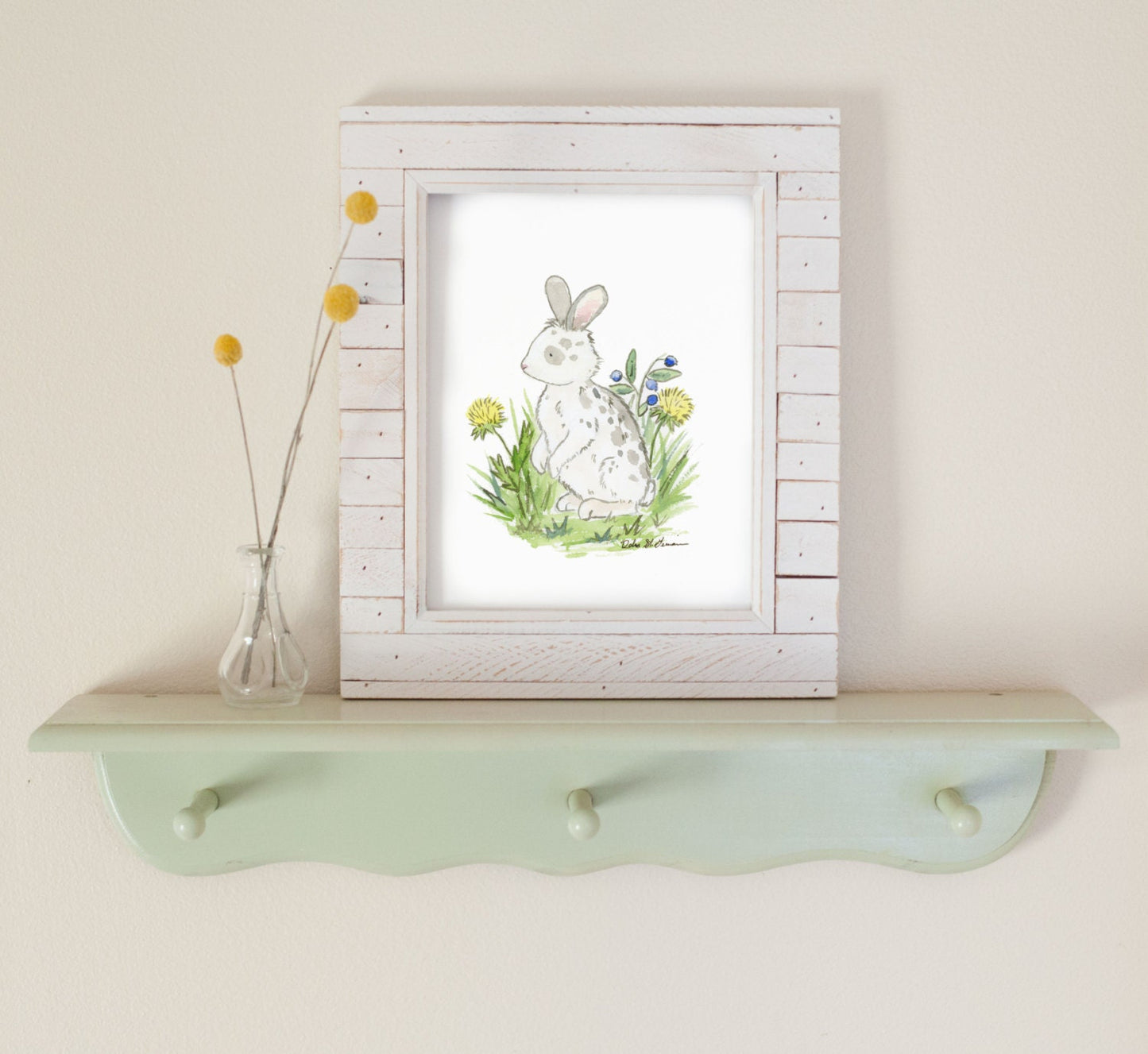 Woodland Spotted Bunny Nursery Art Print