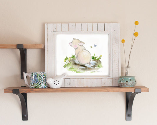 Piglet Nursery Print, Watercolor Pig Art, Farm Art