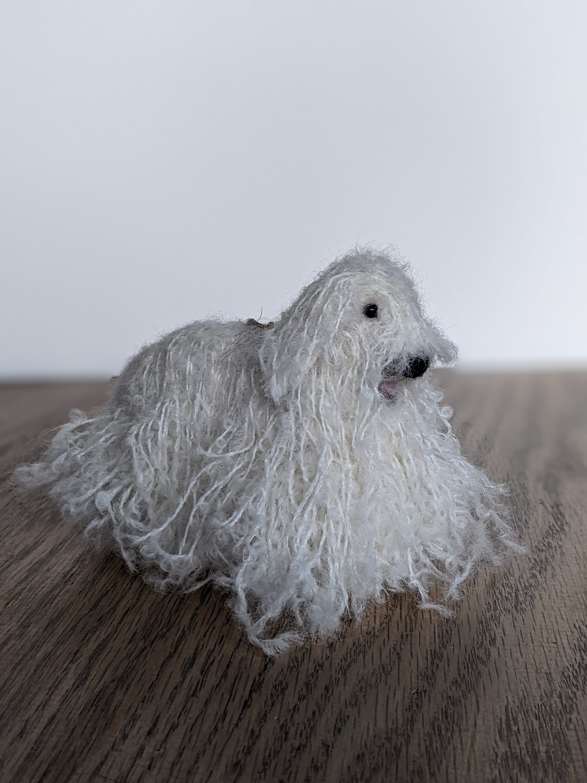 komondor dog needle felted from alpaca wool