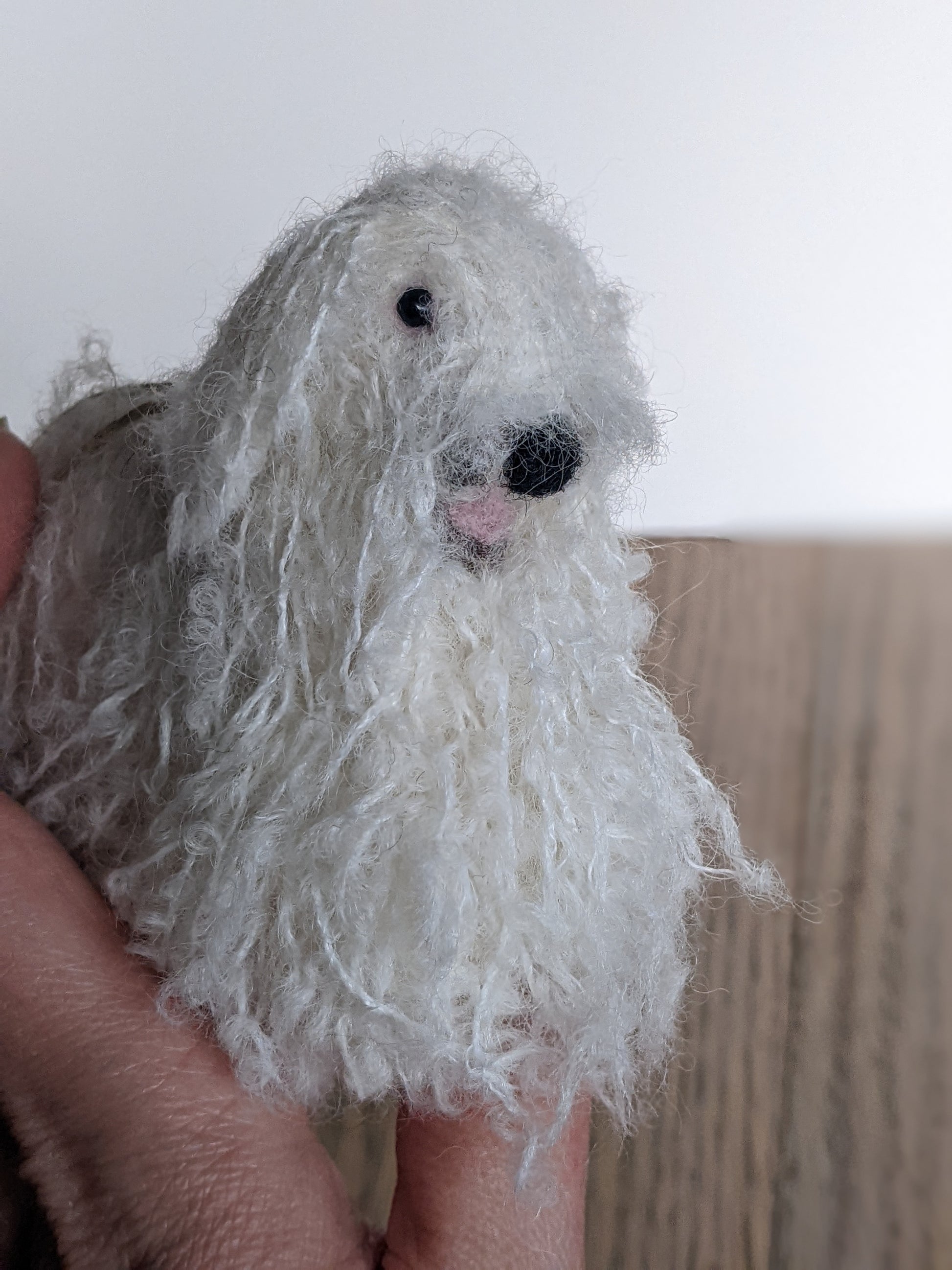 komondor dog needle felted from alpaca wool