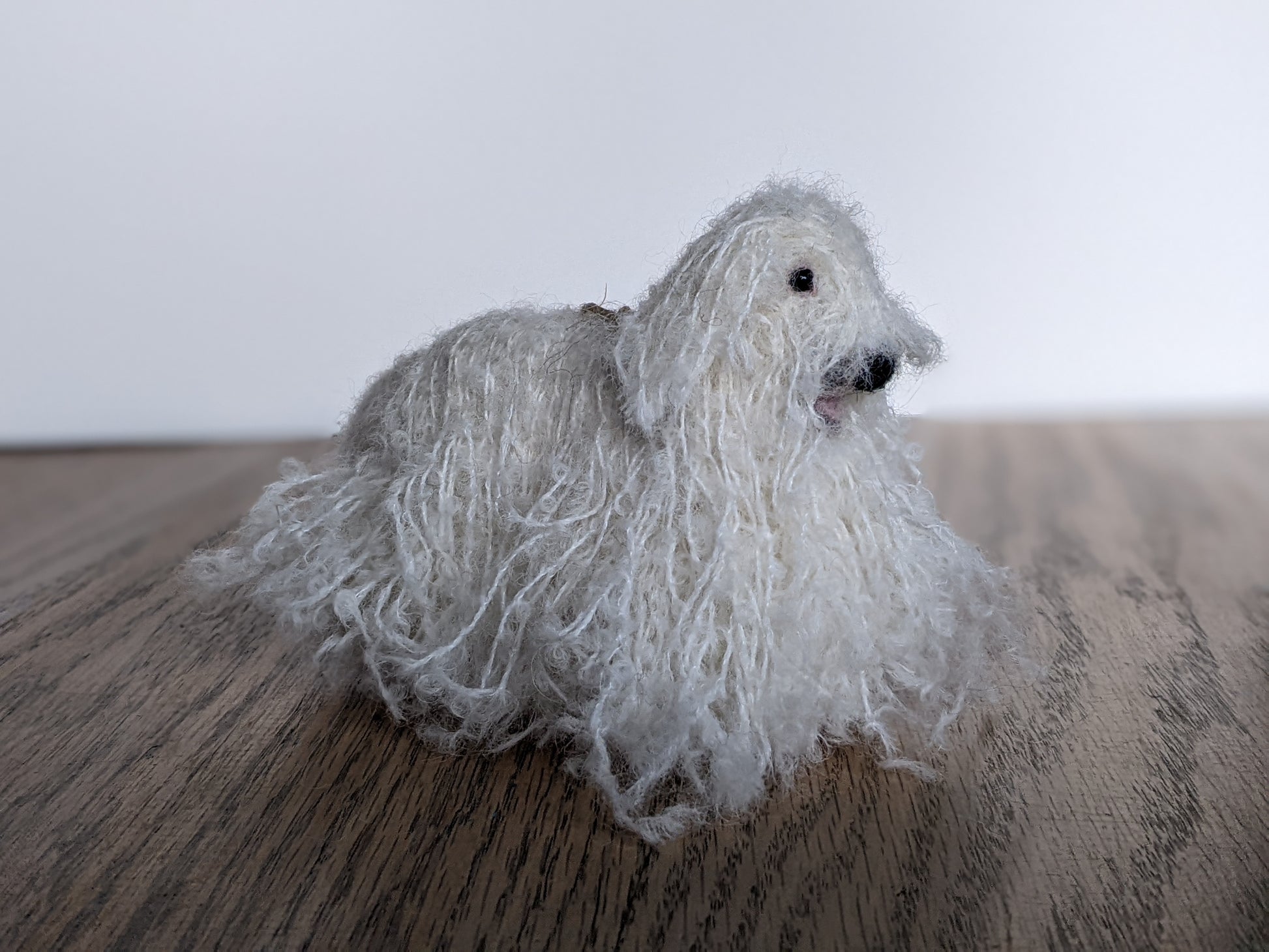 komondor dog needle felted from alpaca wool