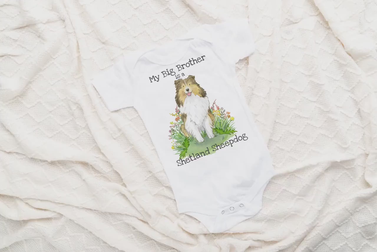 Sheltie Baby Bodysuit, Shetland Sheepdog Baby Gift, Sheltie Lover, Baby Shower Gift, Sheltie Big Sister, Sheltie Big Brother, Sable Sheltie