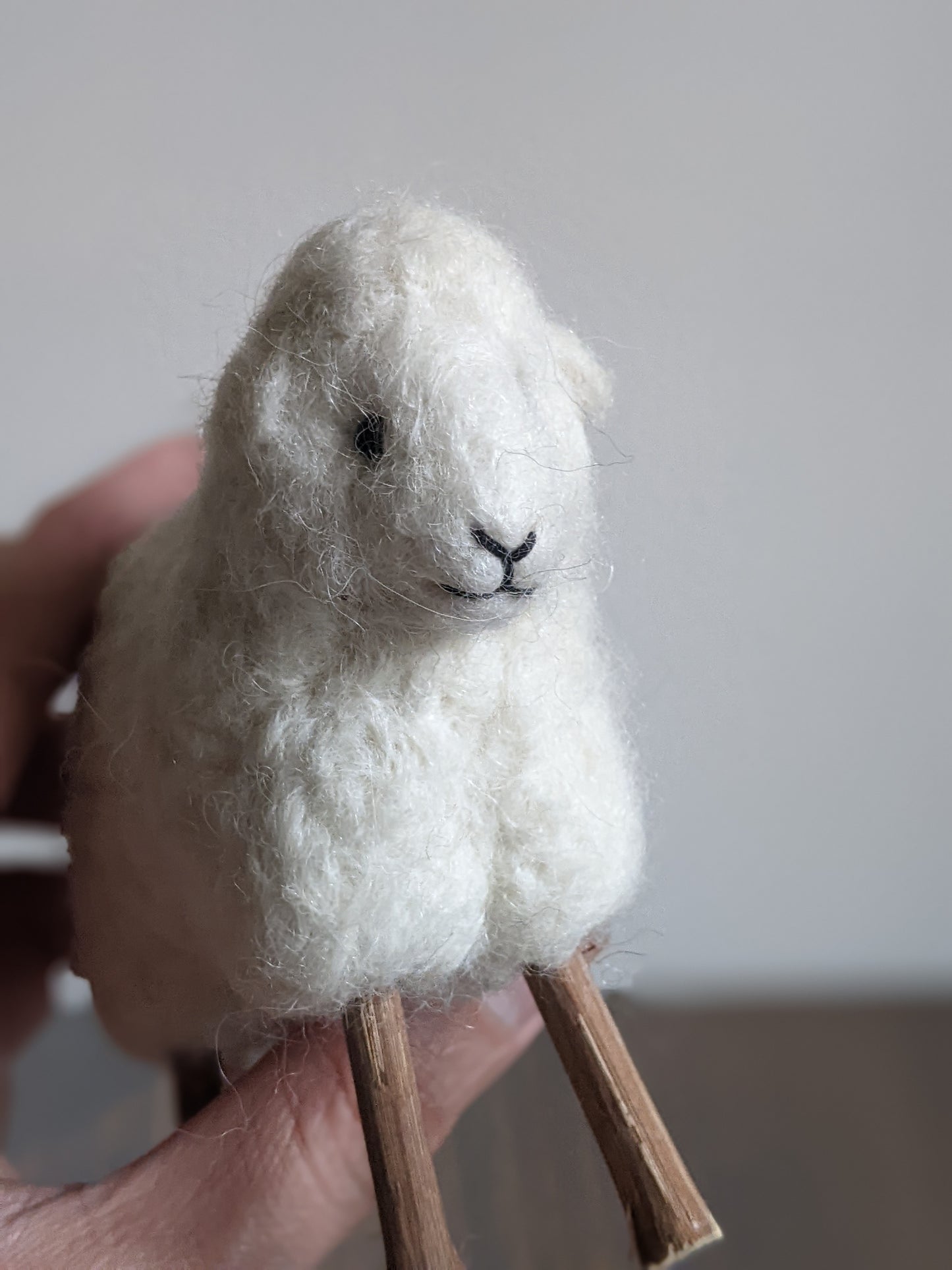 Needle Felted Stick Legs Sheep: Alpaca Ornament