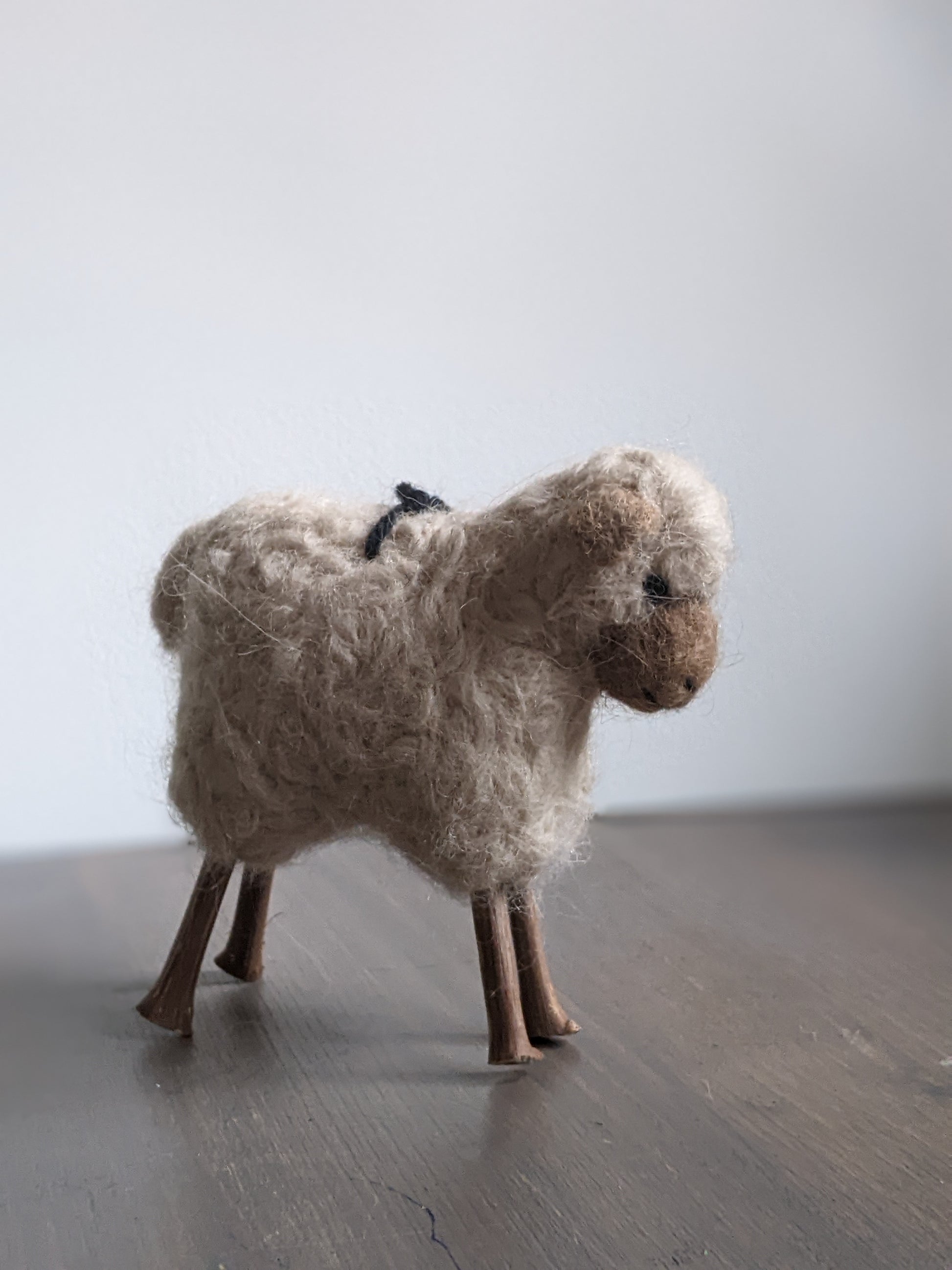 3 lambs made from needle felted alpaca wool