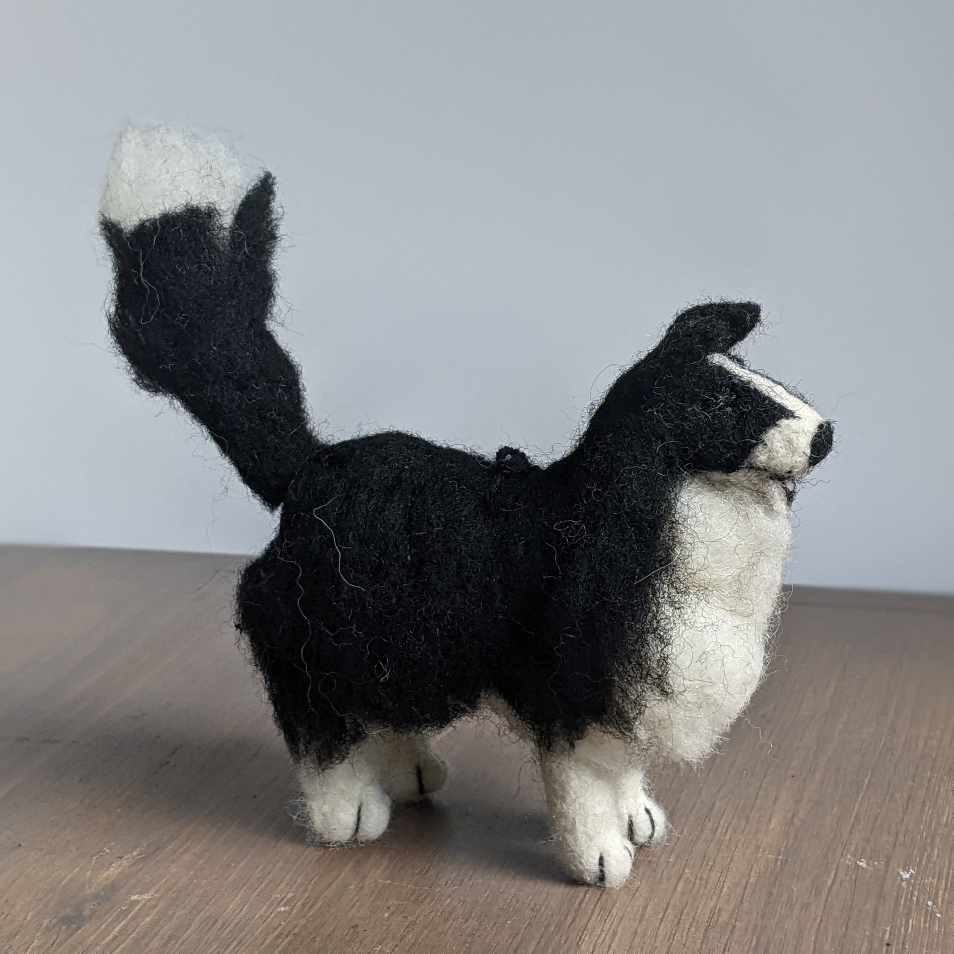 black and white needle felted wool border collie sheltie gift
