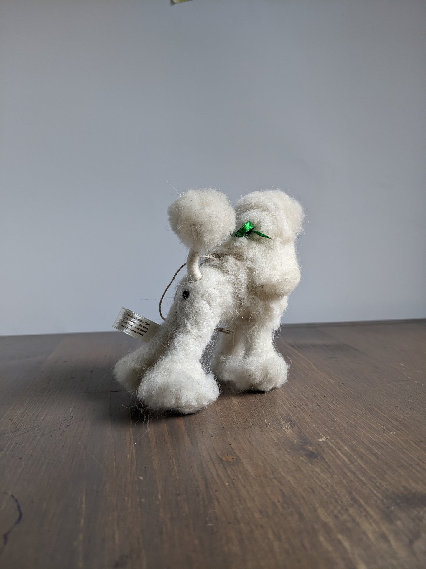 small white poodle handmade from needle felted wool