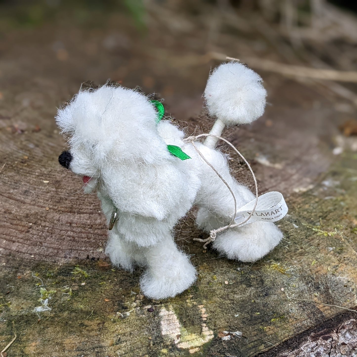small white poodle handmade from needle felted wool