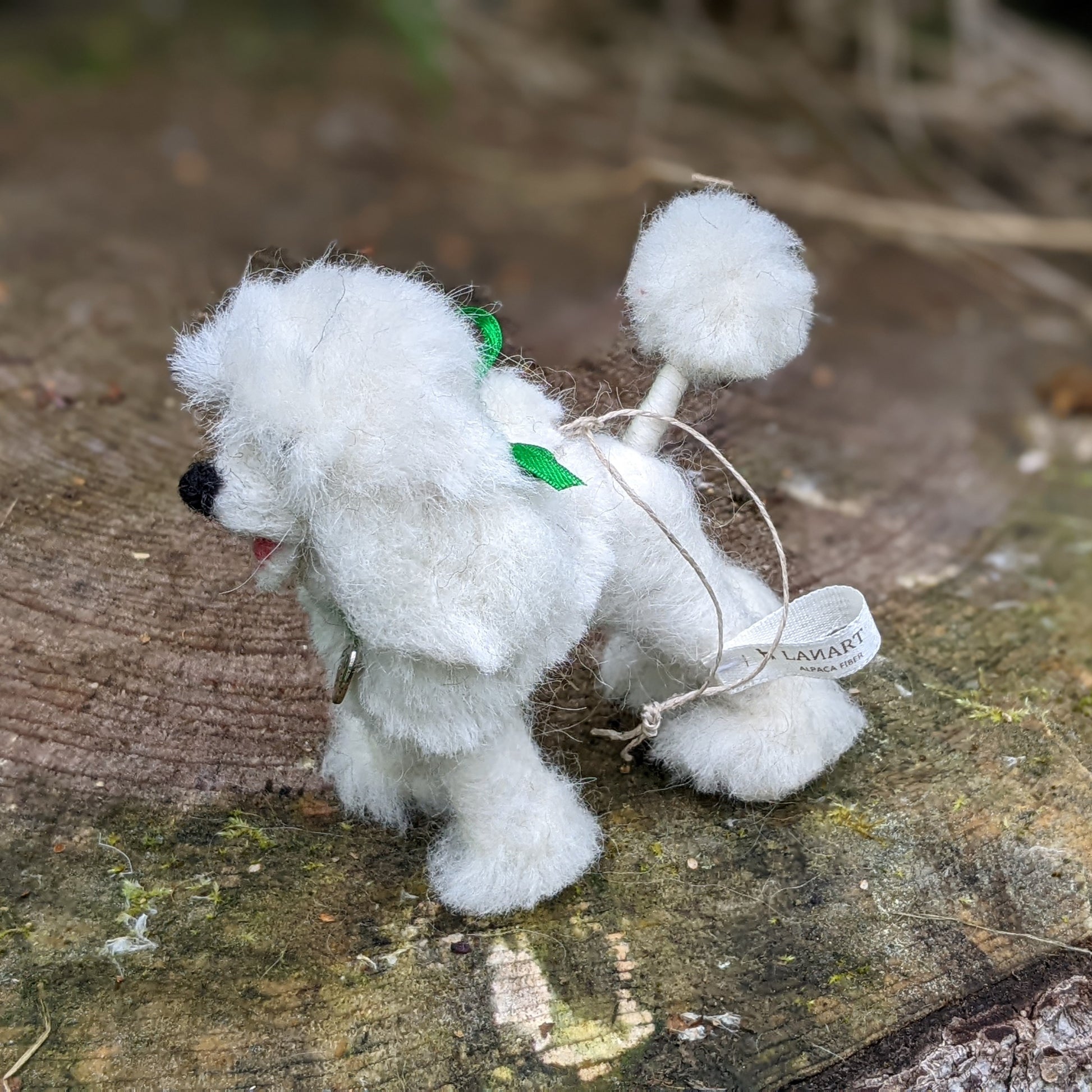 small white poodle handmade from needle felted wool