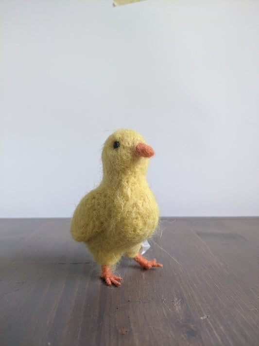 Yellow Chick: Felted Alpaca Fiber Miniature Sculpture Ornament