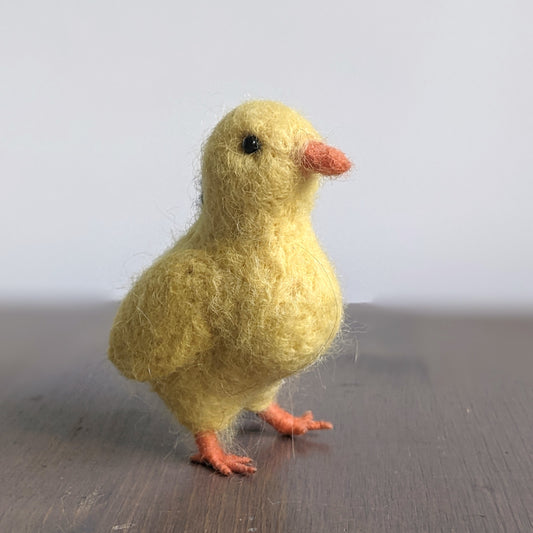 Yellow Chick: Felted Alpaca Fiber Miniature Sculpture Ornament