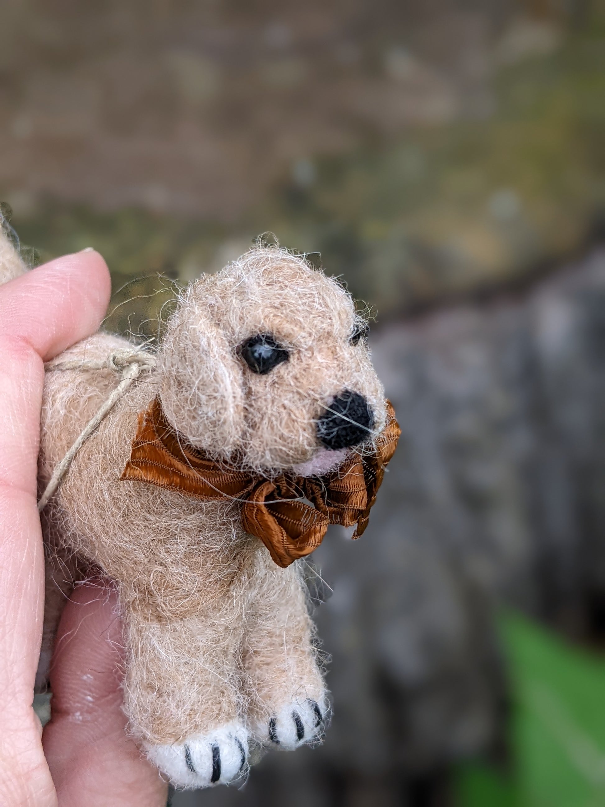 yellow lab needle felted dog figure