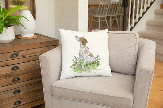 Pointer Pillow Cover on Chair