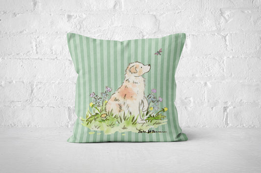 Red Merle Australian Shepherd Square Throw Pillow Cover - Jasper and Ruby Art