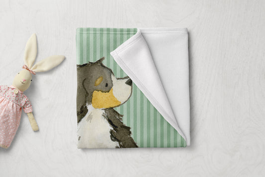 Bernese Baby Blanket, Cute Bernese Mountain Dog Blanket, Puppy Nursery Blanket - Jasper and Ruby Art